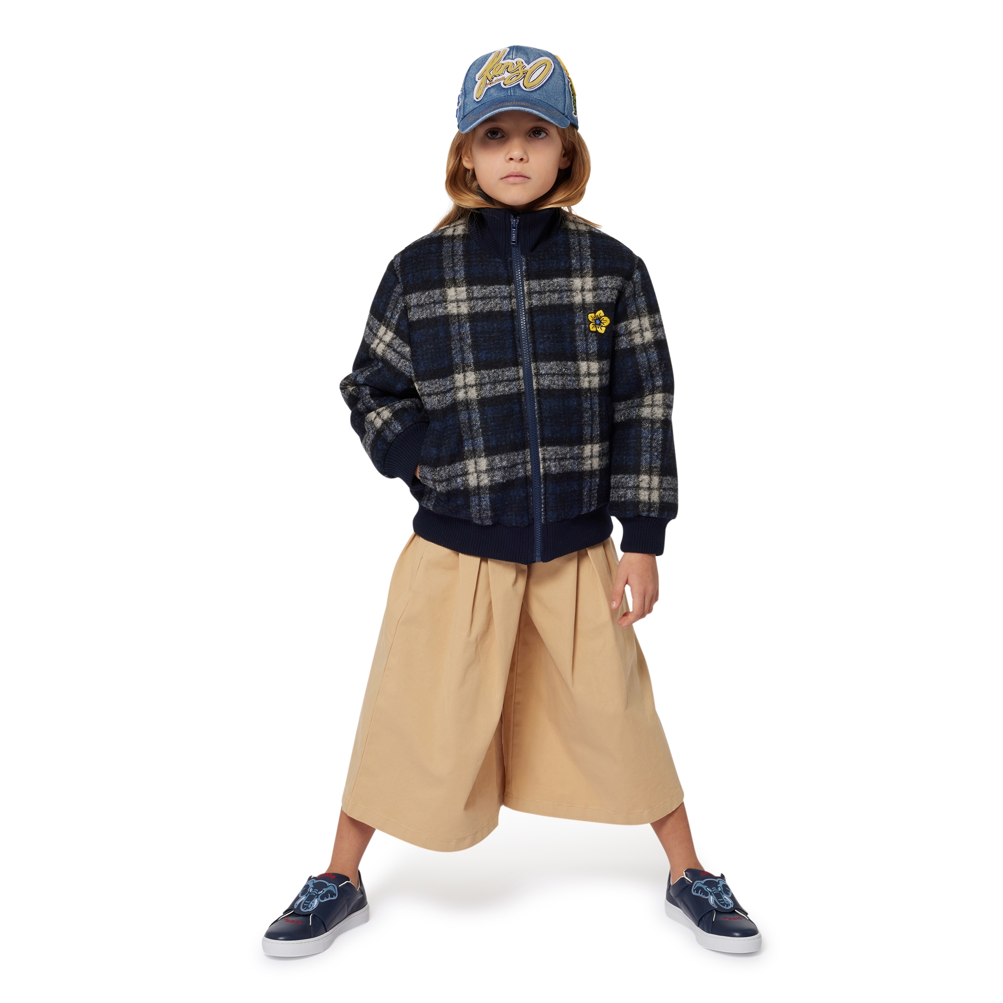 Cappotto misto lana a quadri KENZO KIDS Per UNISEX