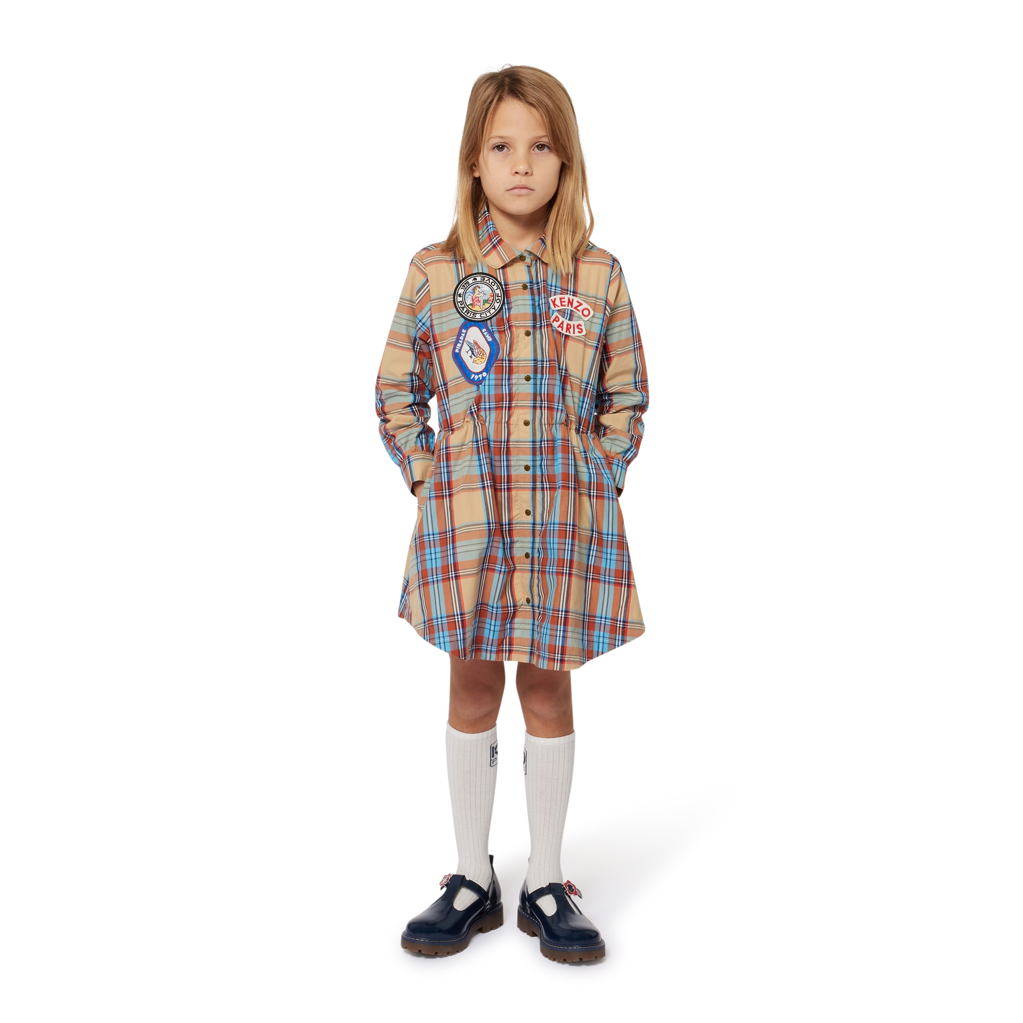 Robe chemise coton à carreaux KENZO KIDS pour FILLE