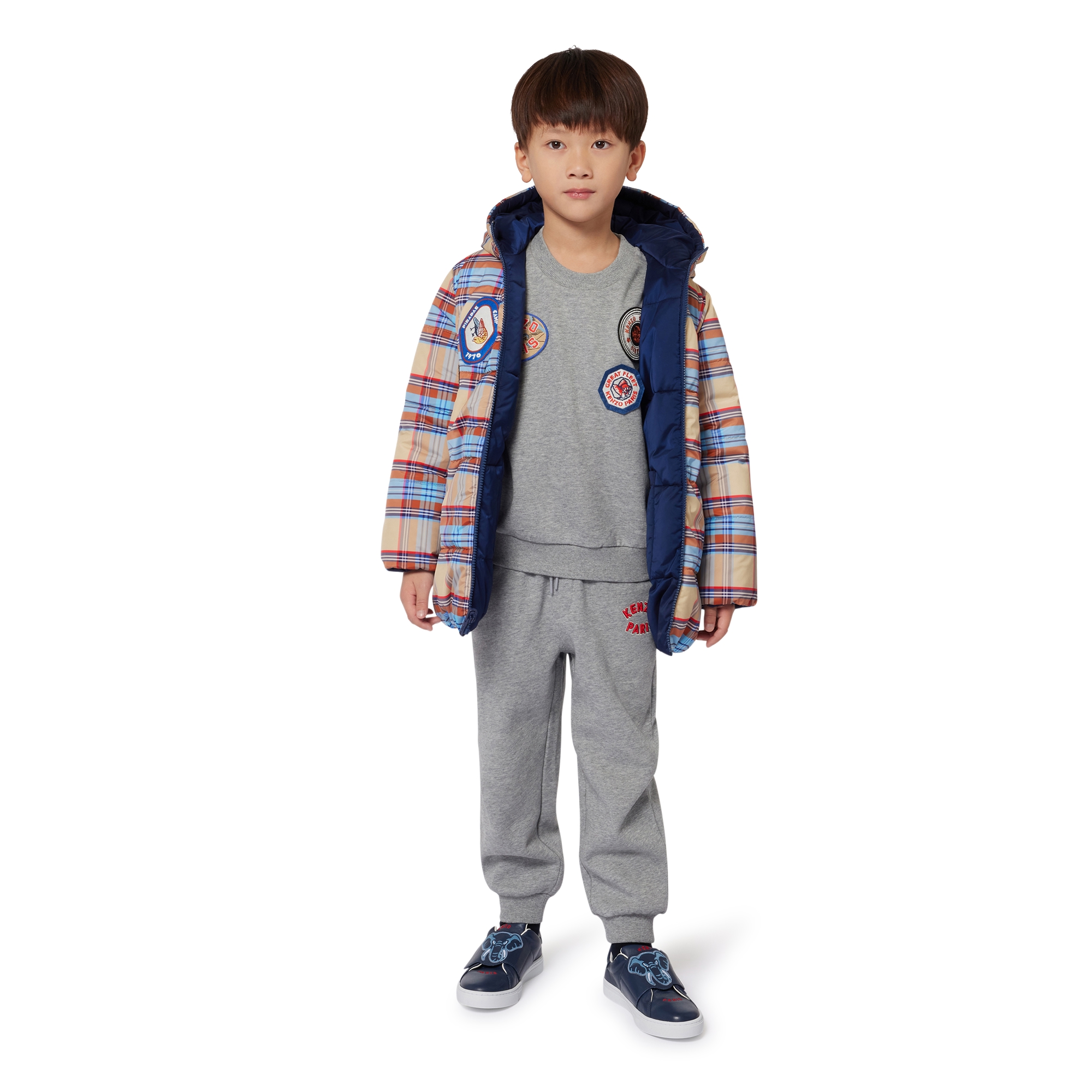 KENZO KIDS Pantaloni da jogging ricamati ragazzo grigio Kids around