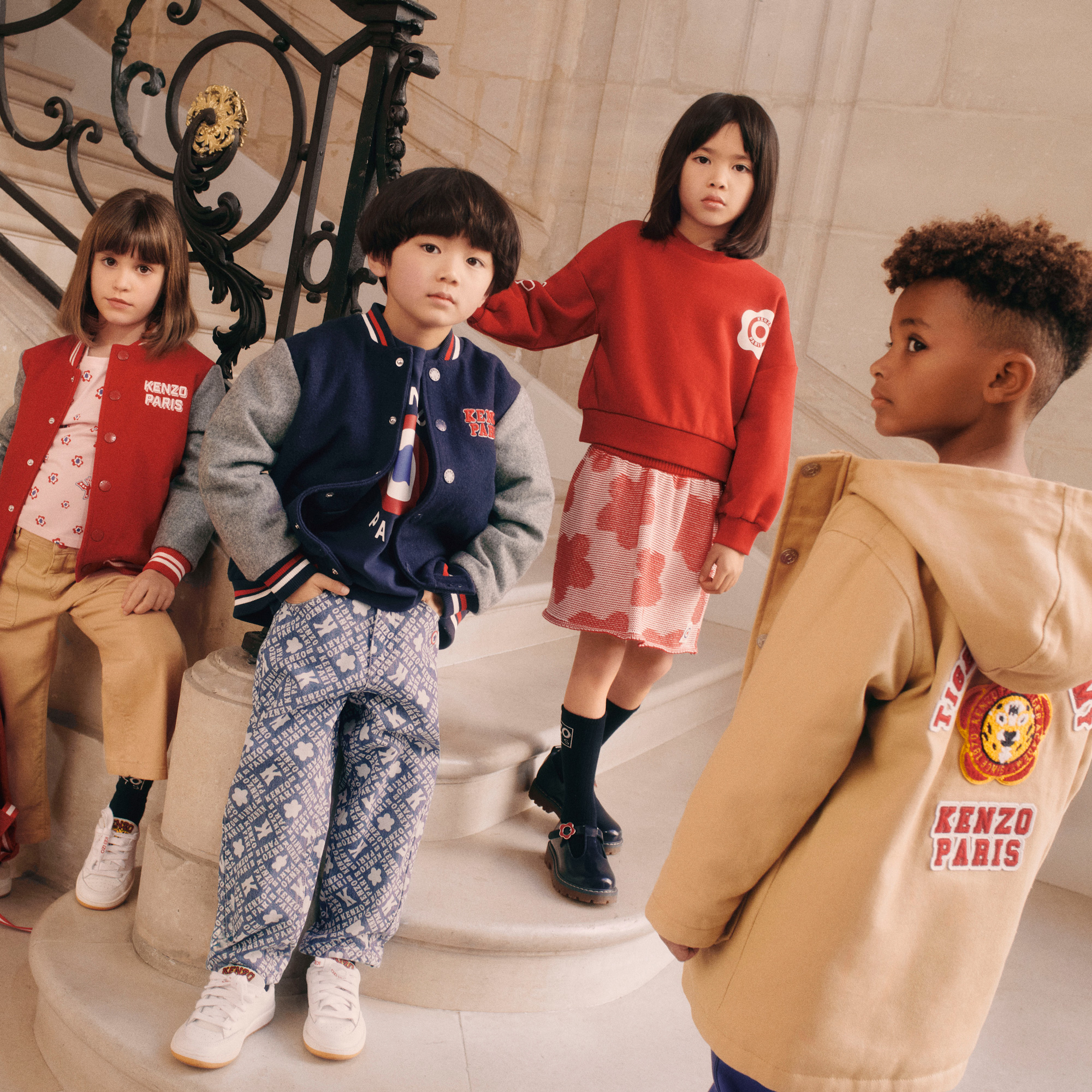 Printed denim trousers KENZO KIDS for BOY