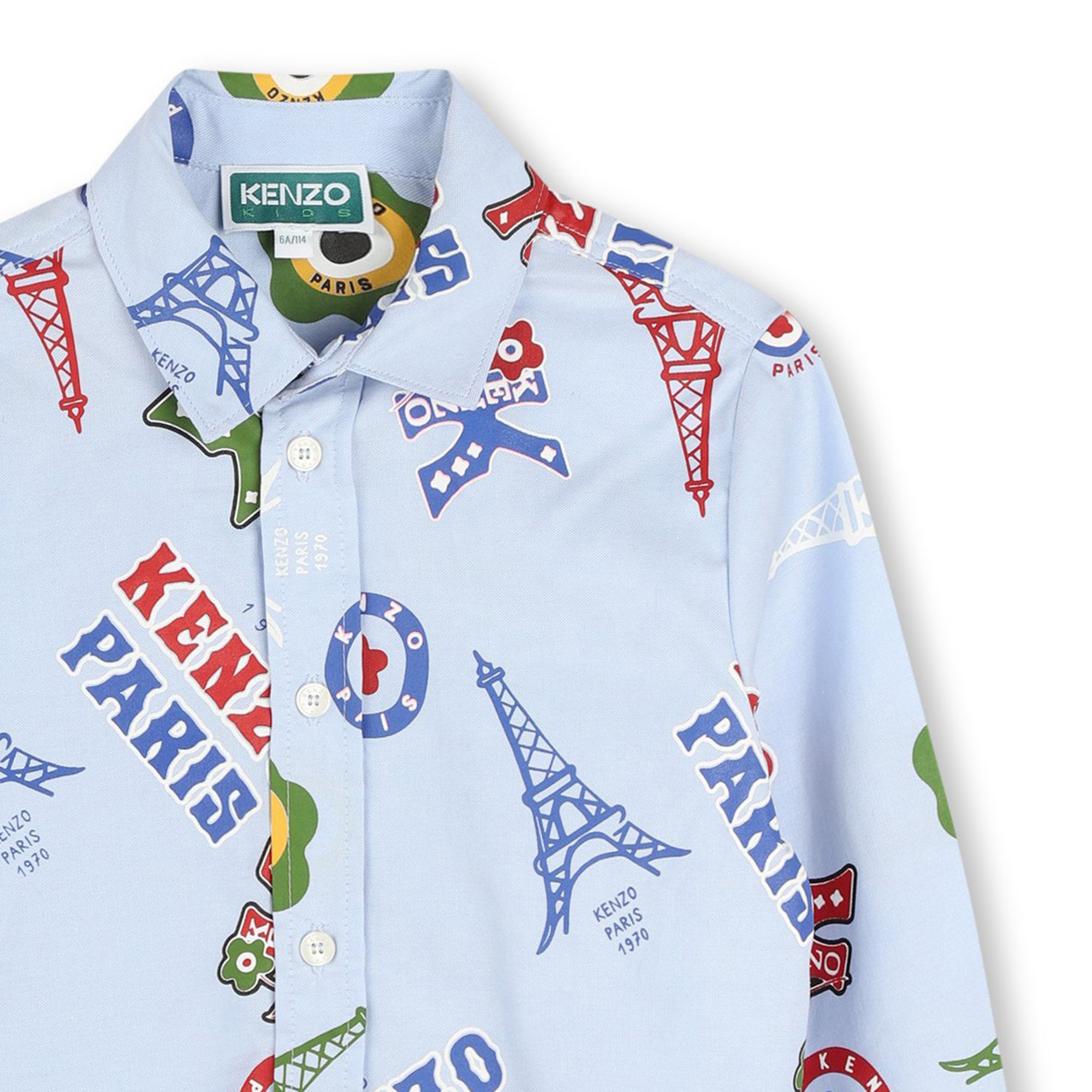 Oxford-Hemd mit Logo-Muster KENZO KIDS Für JUNGE