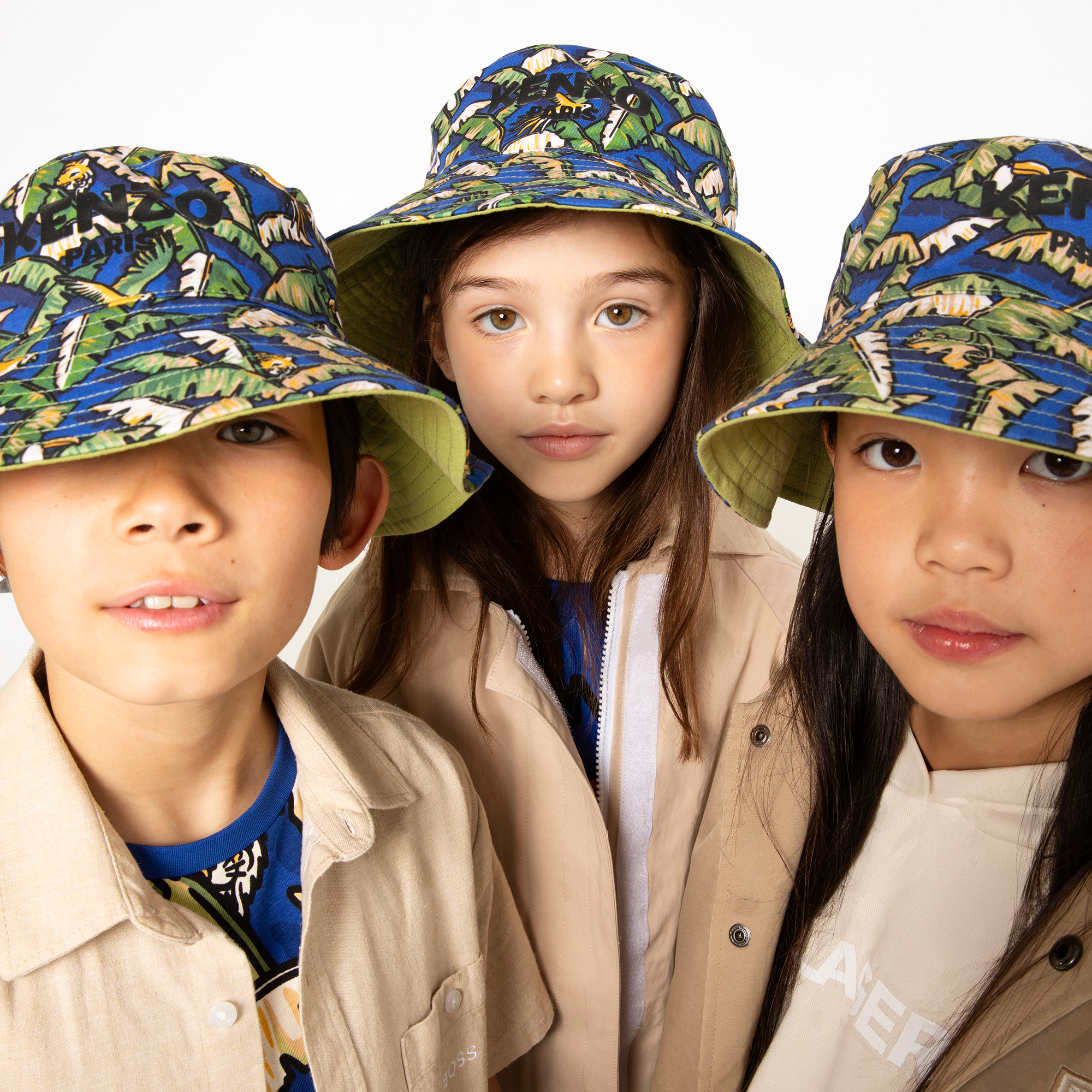 Reversible cotton bucket hat KENZO KIDS for UNISEX