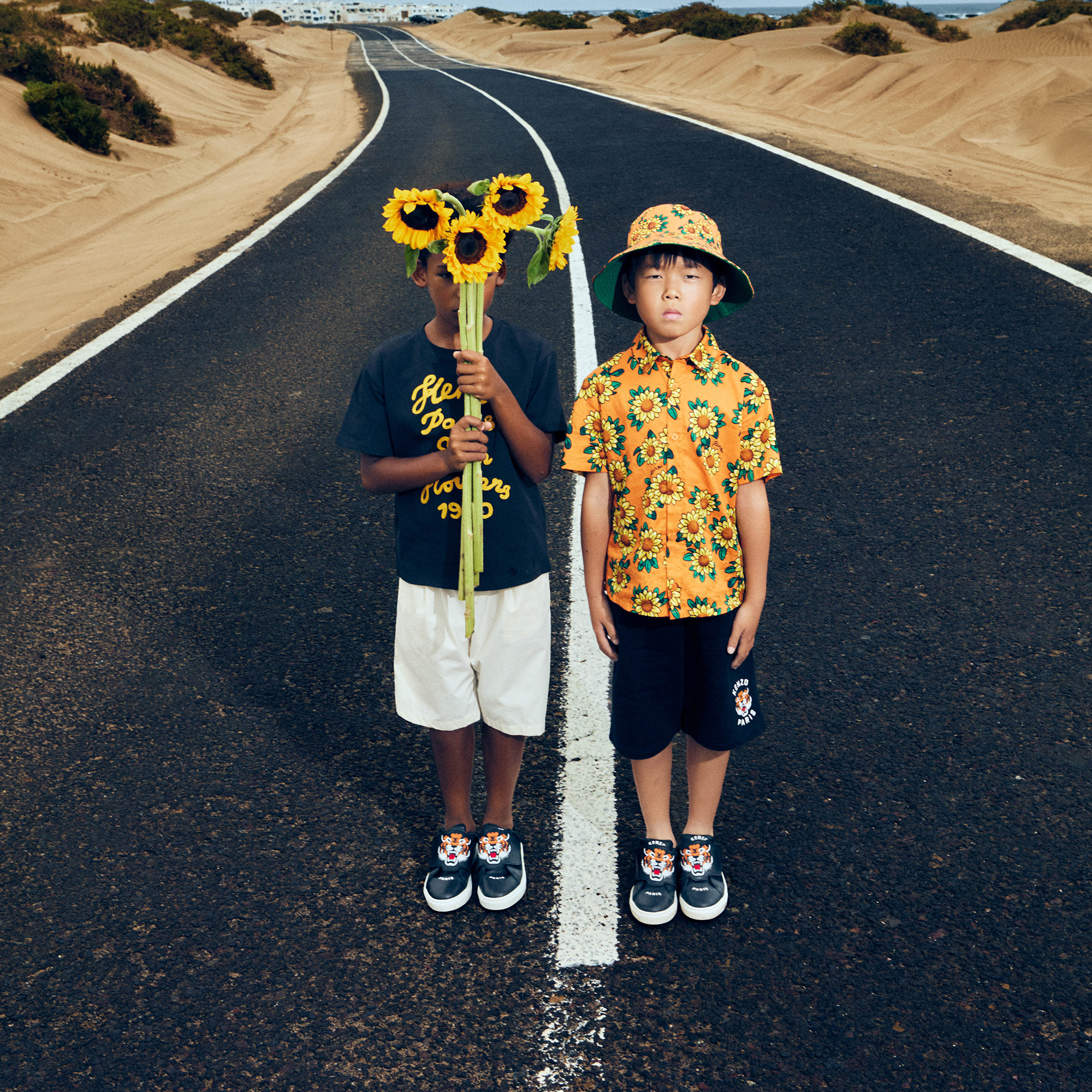 Reversible cotton bucket hat KENZO KIDS for UNISEX