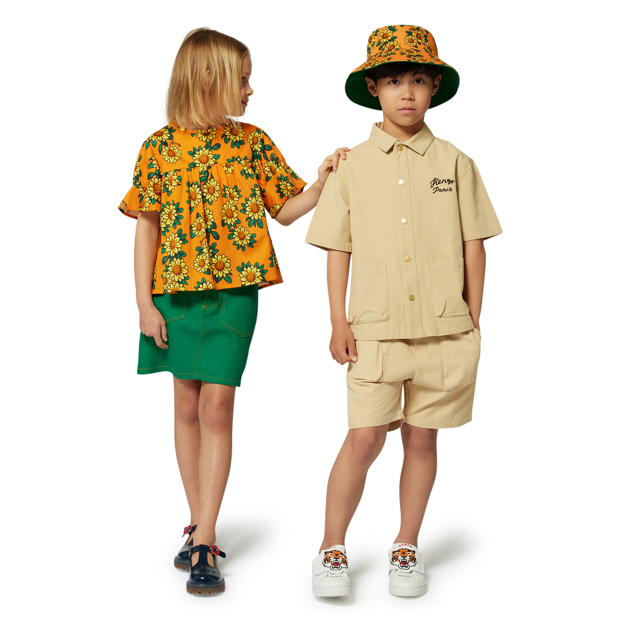 Reversible cotton bucket hat KENZO KIDS for UNISEX