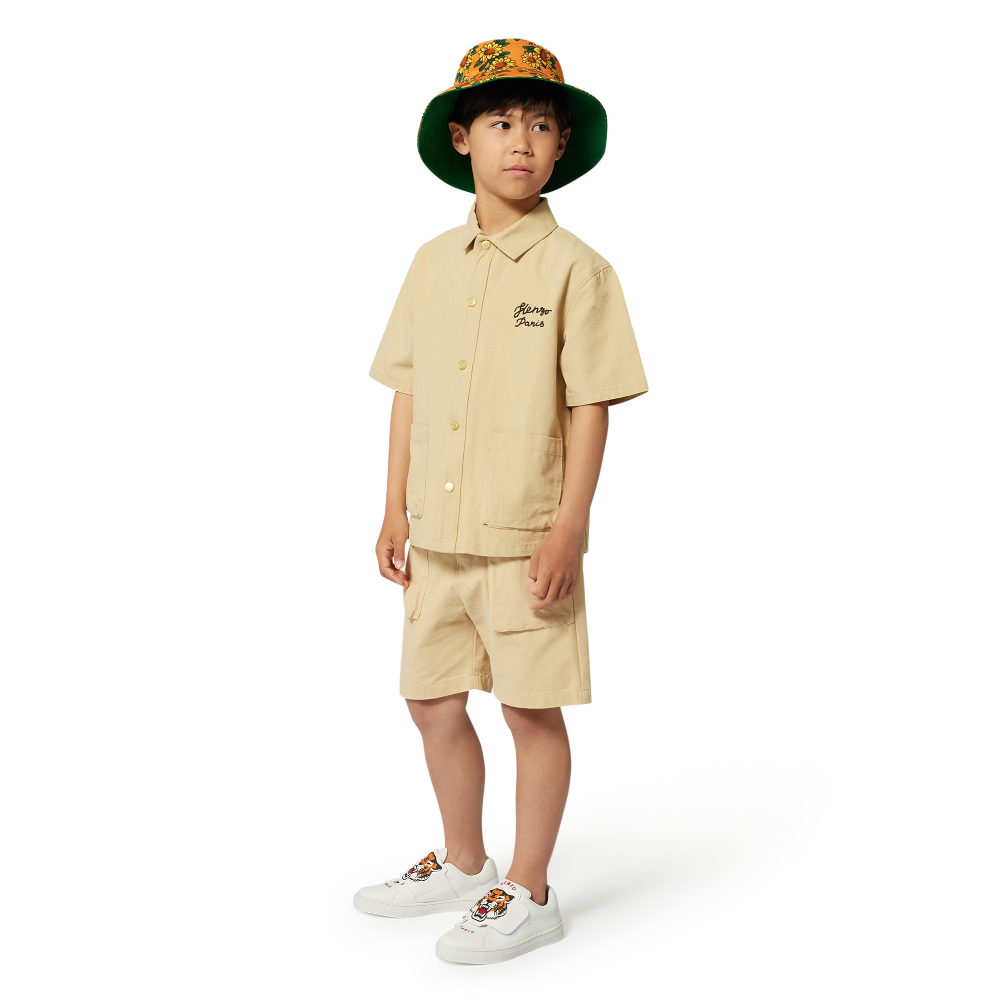 Reversible cotton bucket hat KENZO KIDS for UNISEX