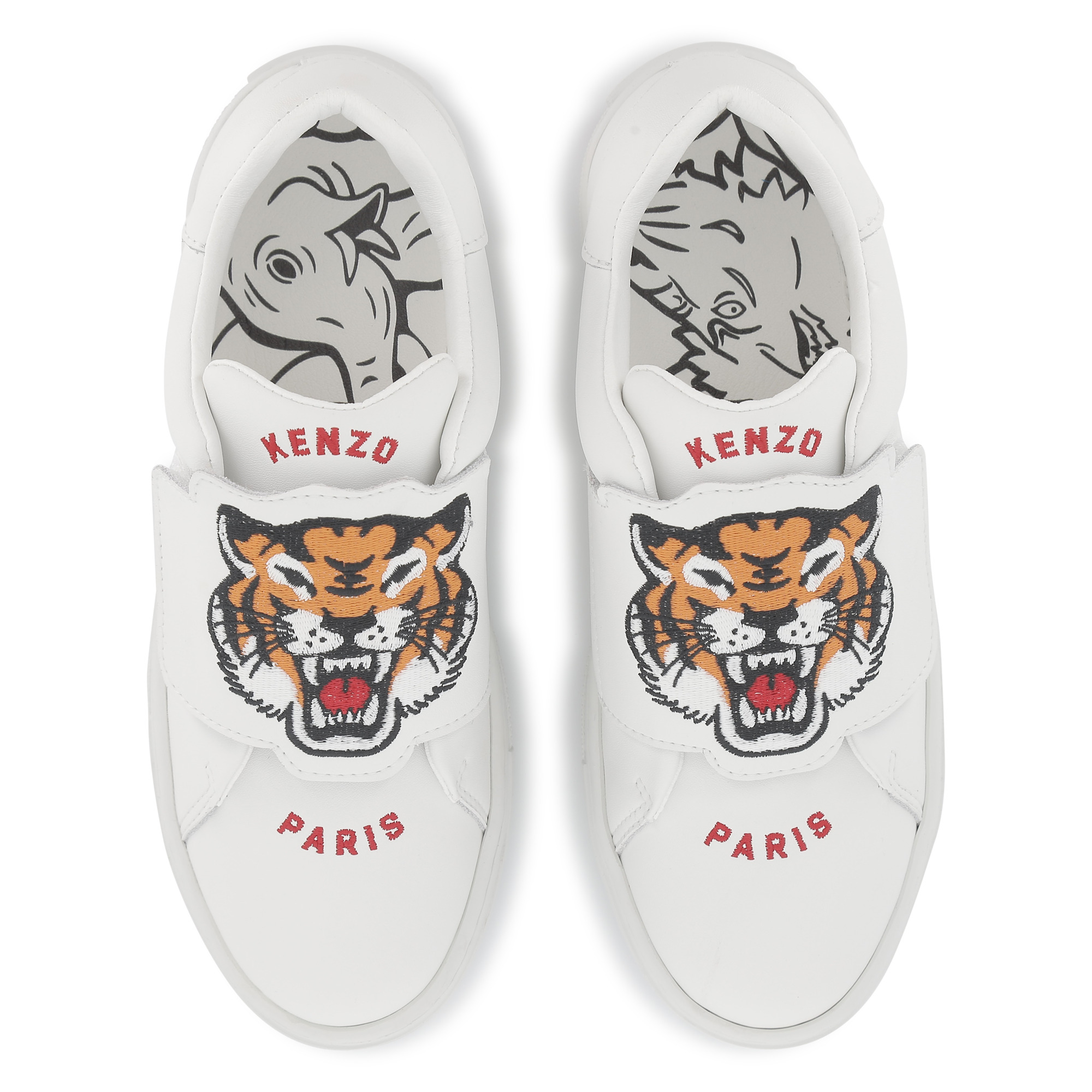 Leren sneakers met klittenband KENZO KIDS Voor