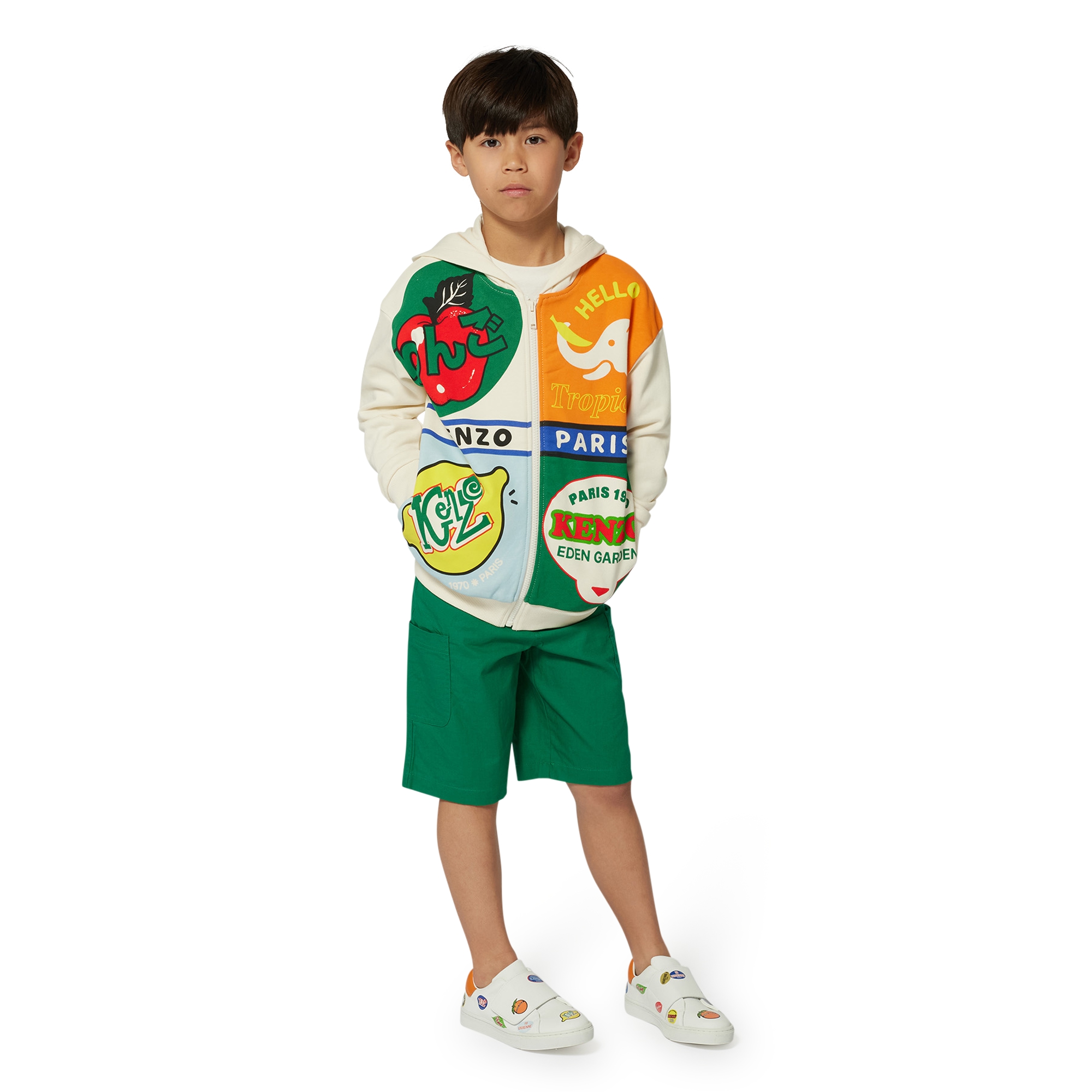 Cotton Bermuda cargo shorts KENZO KIDS for BOY