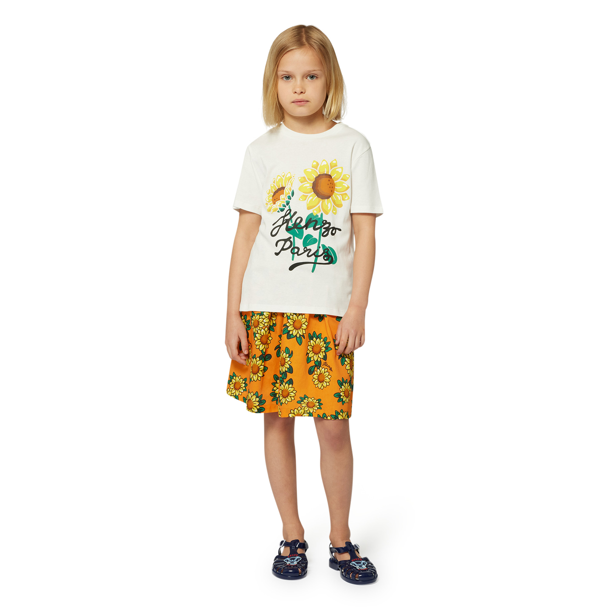 Cotton satin printed skirt KENZO KIDS for GIRL