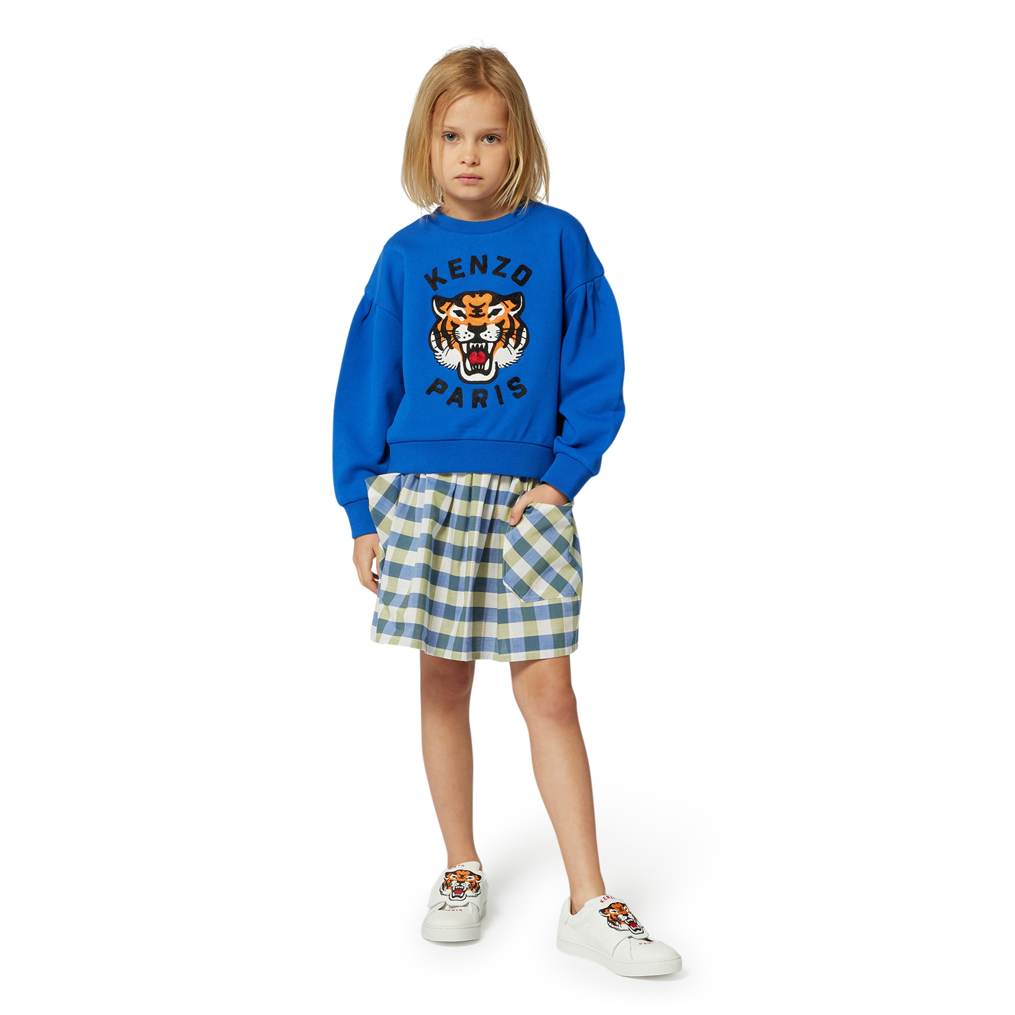 Jupe à carreaux en coton KENZO KIDS pour FILLE