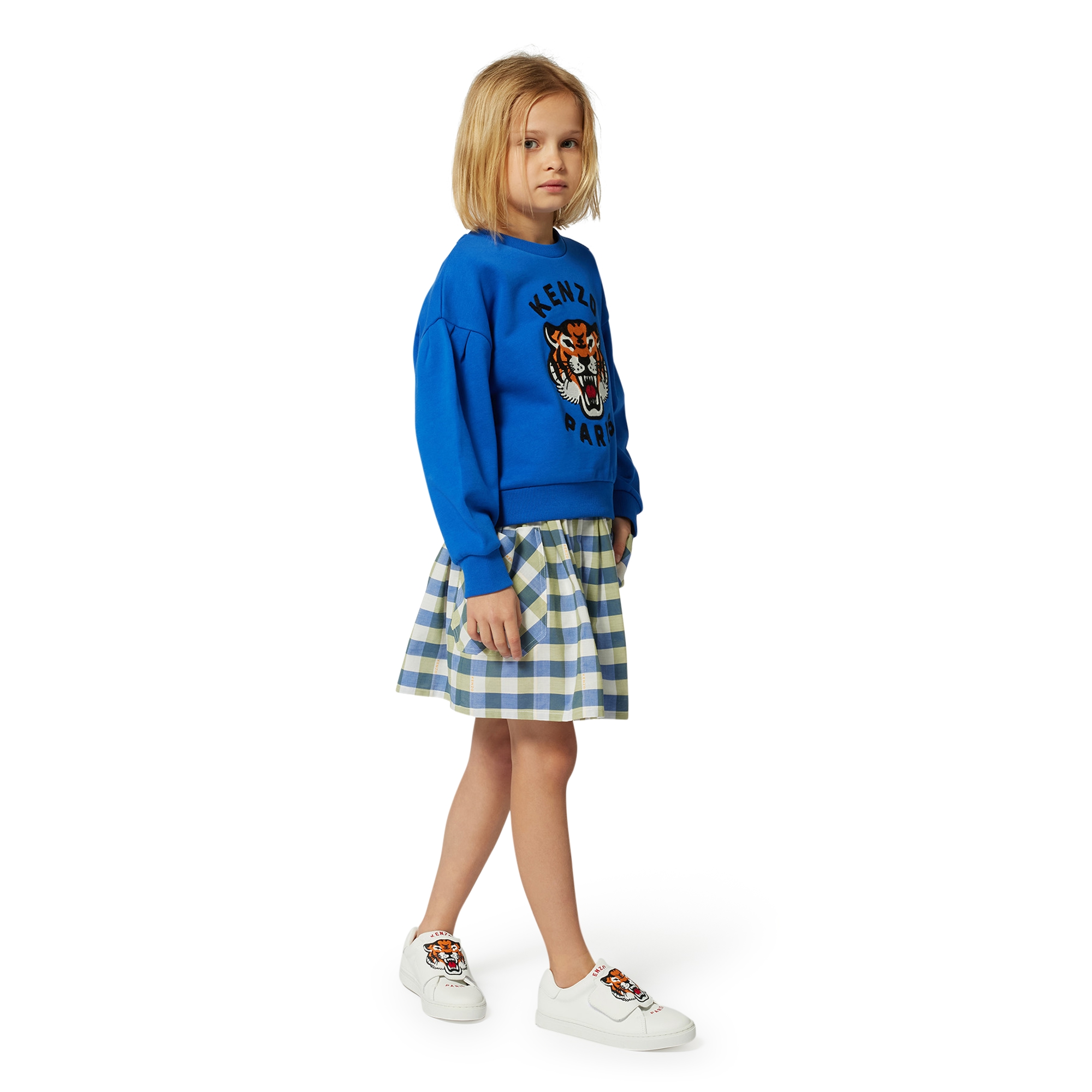 Chequered cotton skirt KENZO KIDS for GIRL