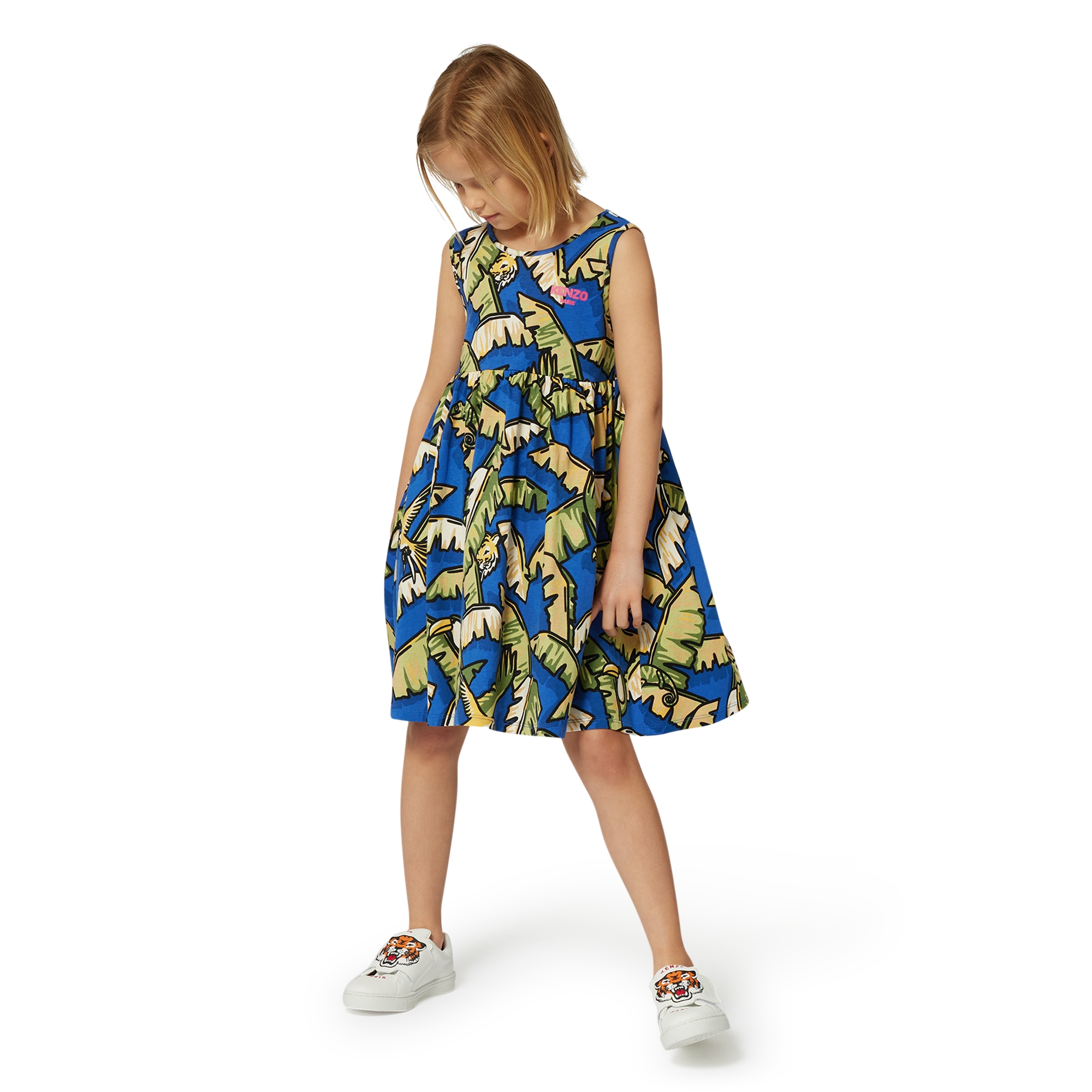 Strappy cotton dress KENZO KIDS for GIRL