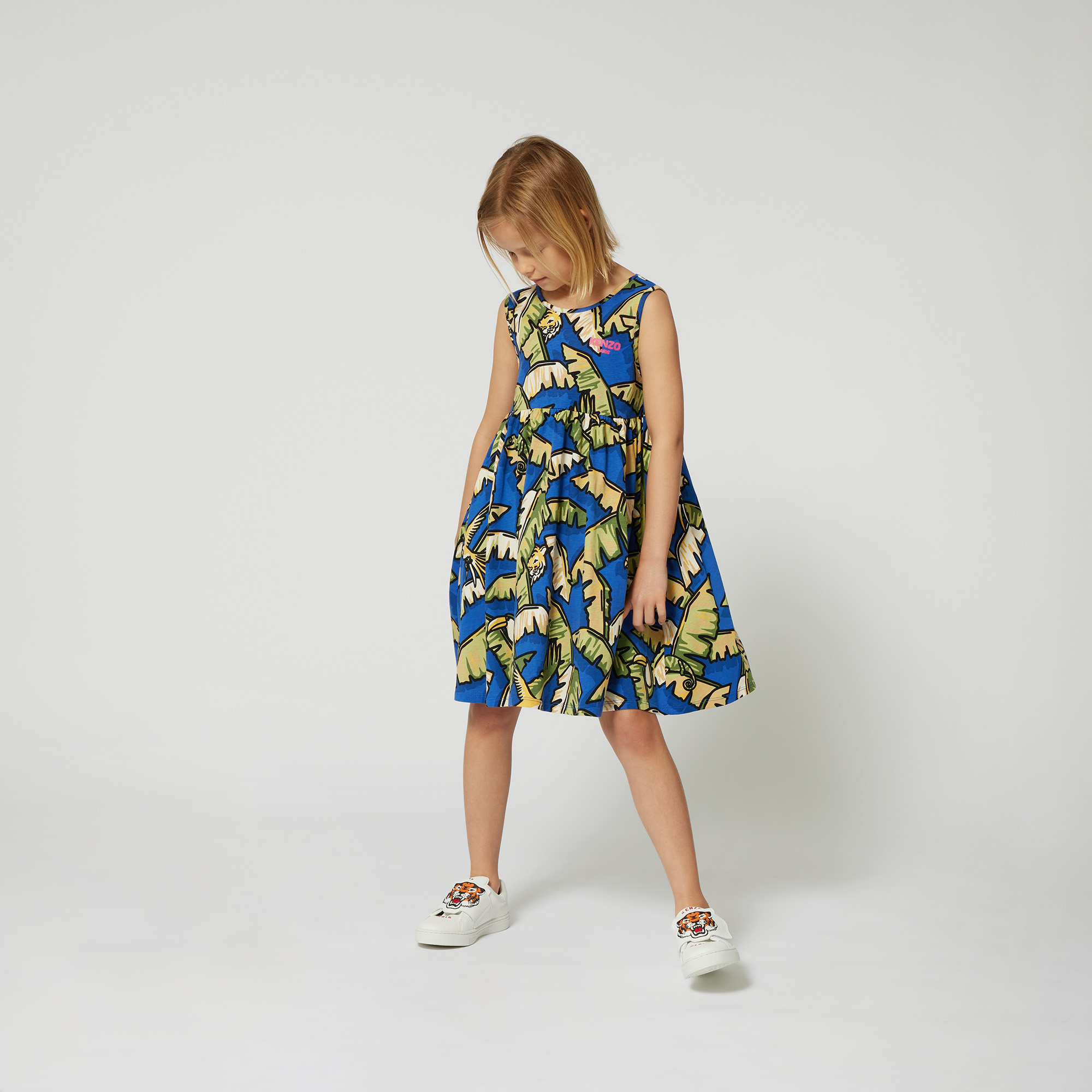 Strappy cotton dress KENZO KIDS for GIRL