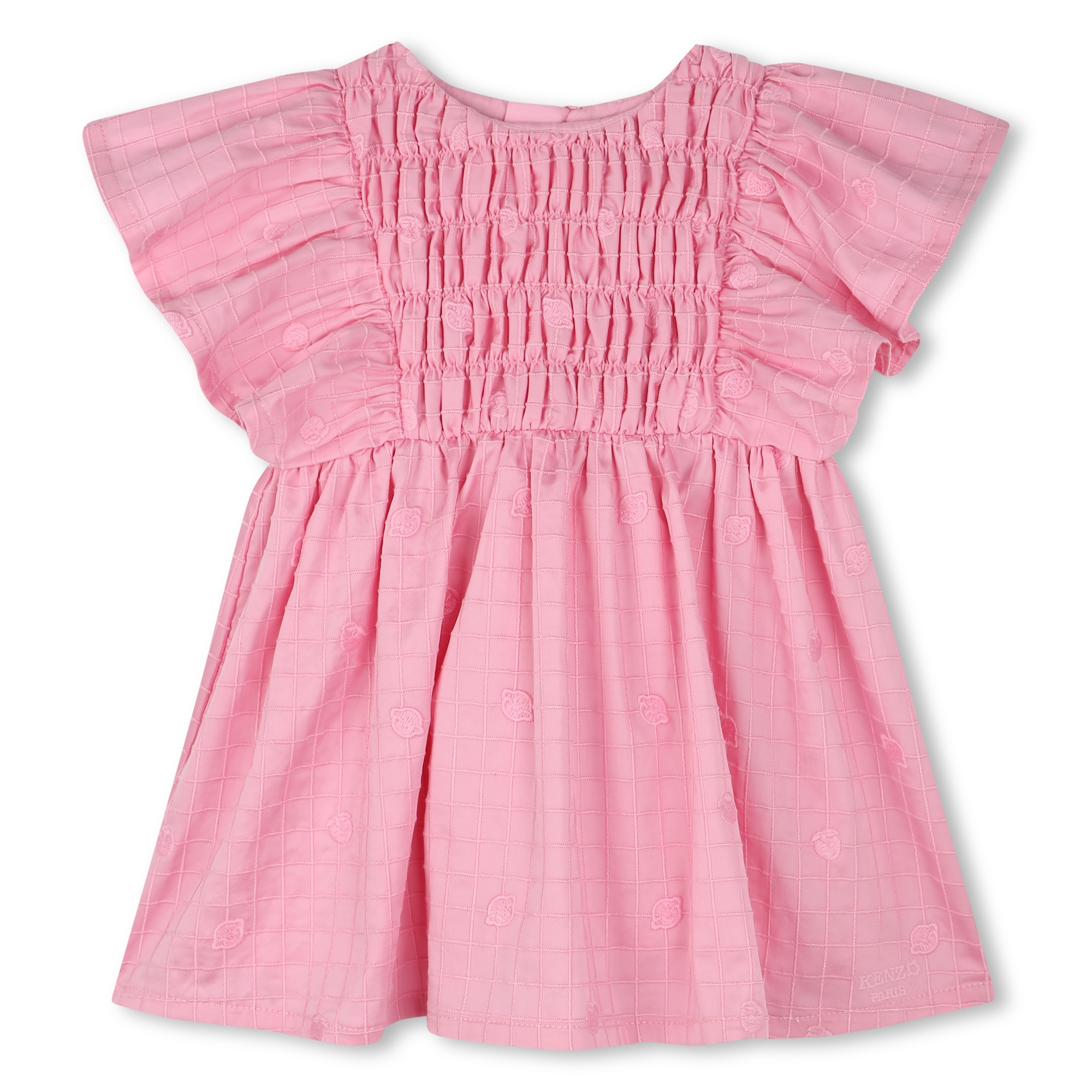 Robe brodée en satin de coton KENZO KIDS pour FILLE