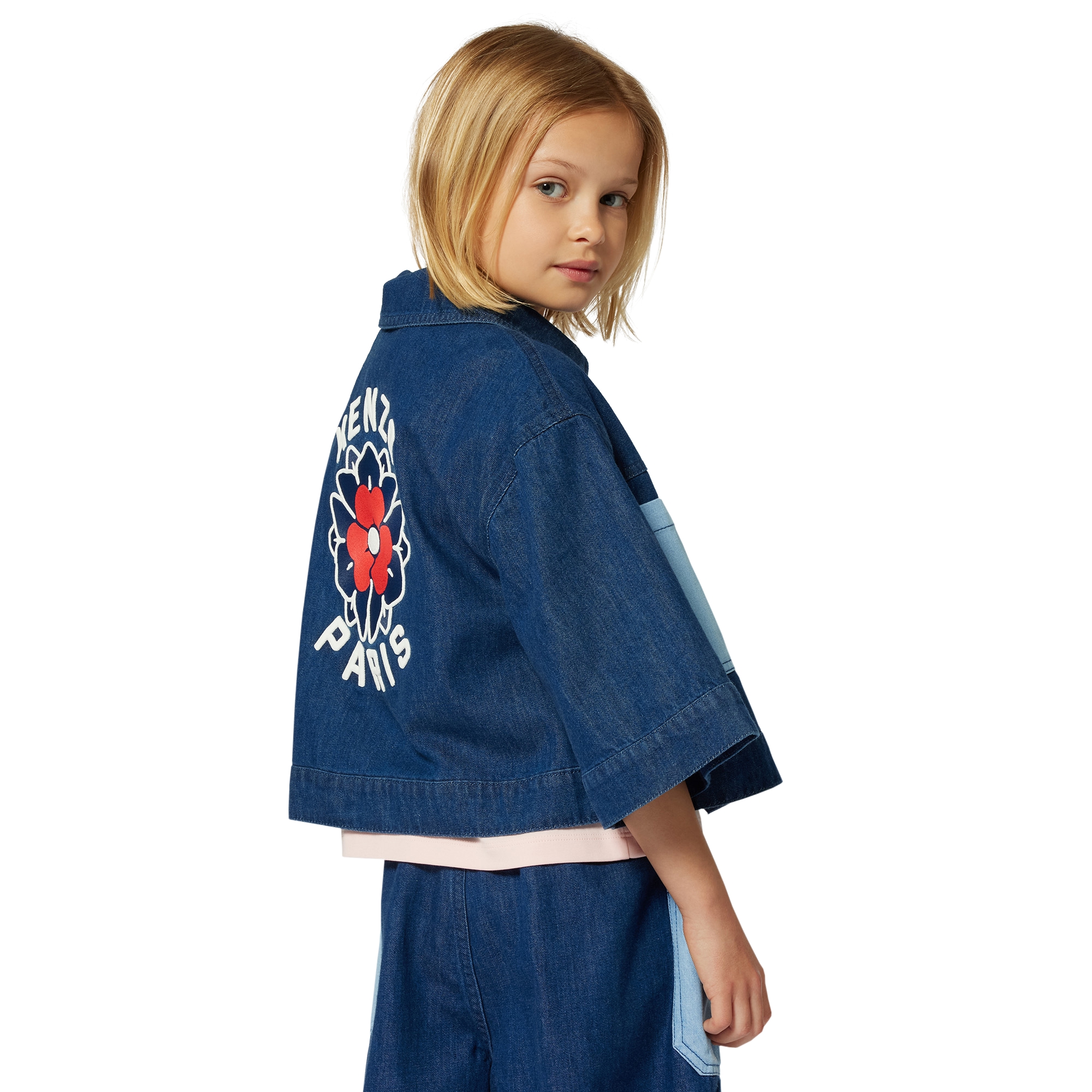 Veste en jean brodée KENZO KIDS pour FILLE