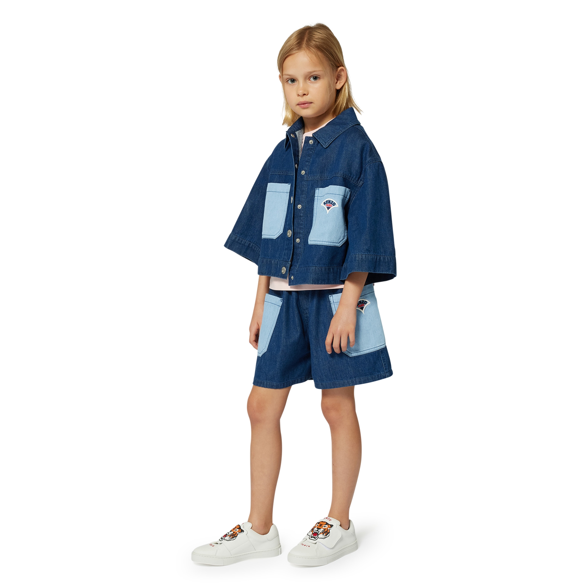 Embroidered denim jacket KENZO KIDS for GIRL