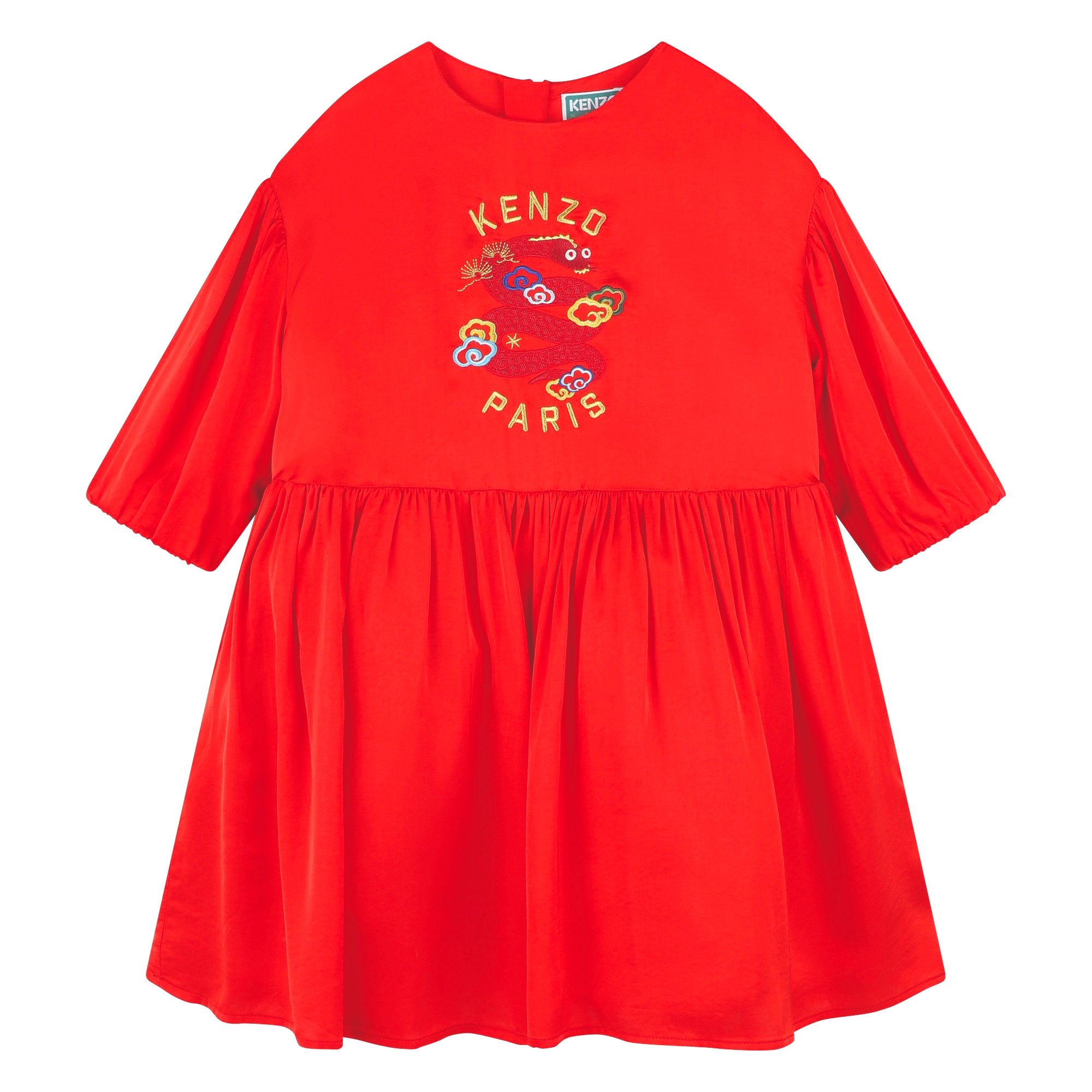 Flared puff-sleeved dress KENZO KIDS for GIRL