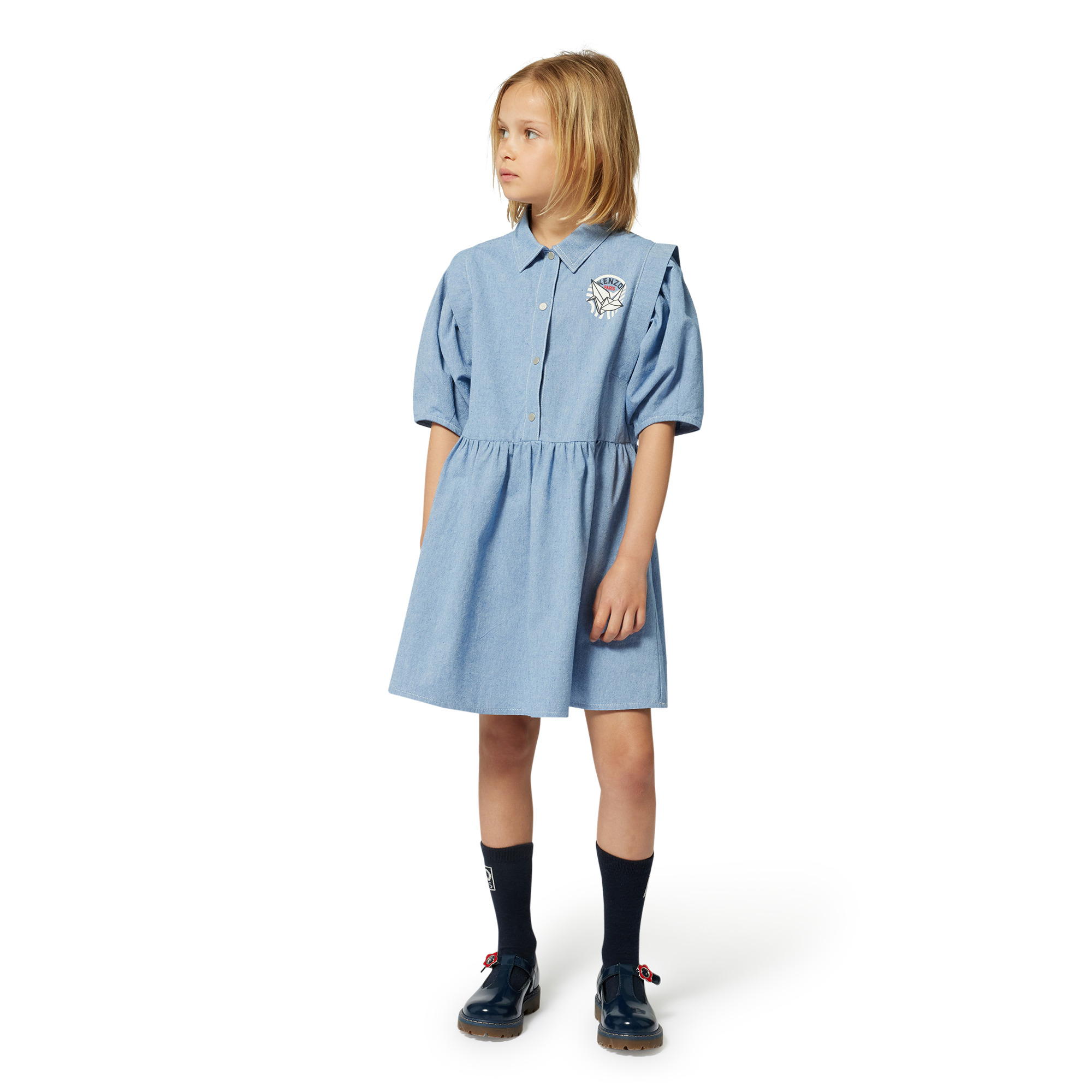 Robe chemise en coton KENZO KIDS pour FILLE