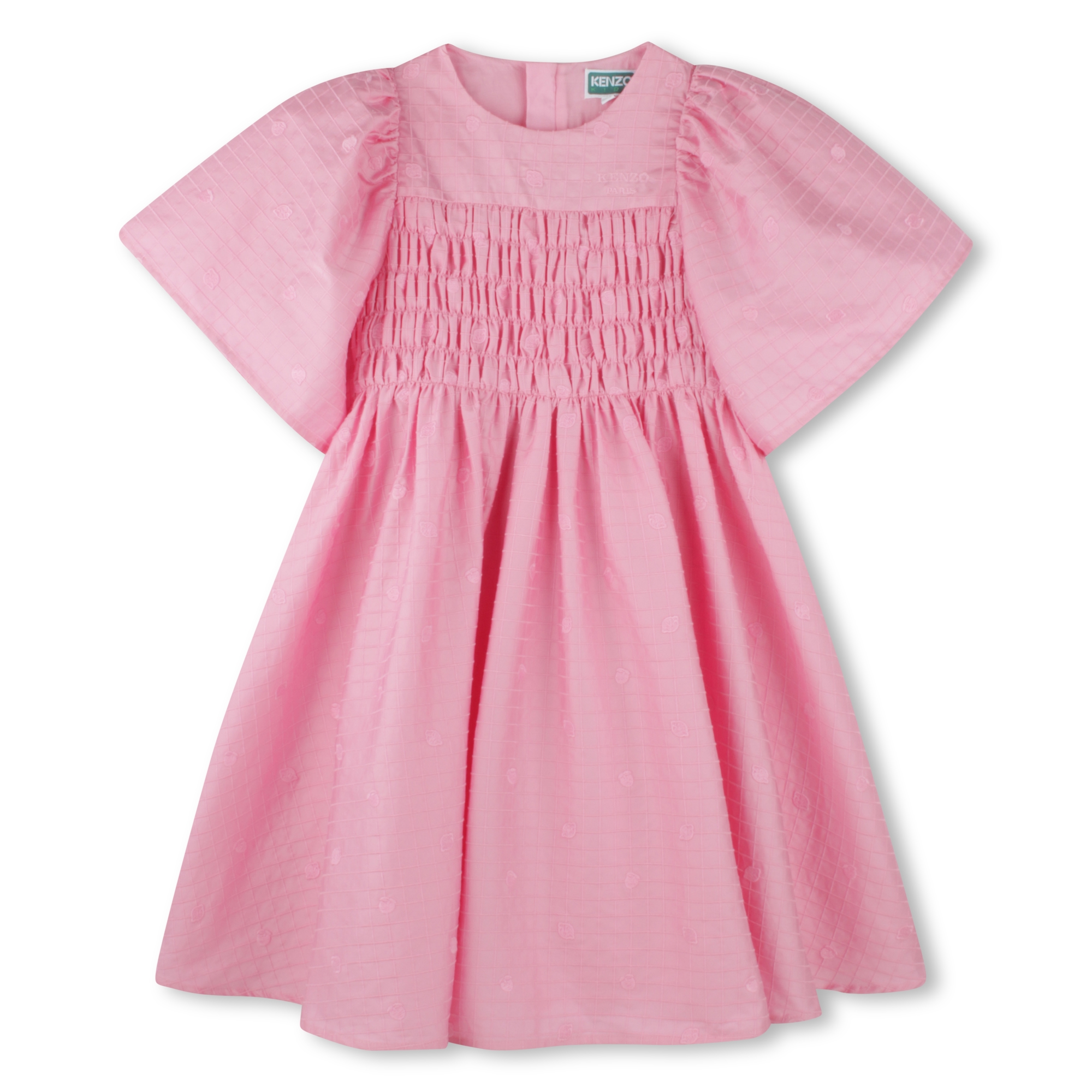 Robe brodée en satin de coton KENZO KIDS pour FILLE