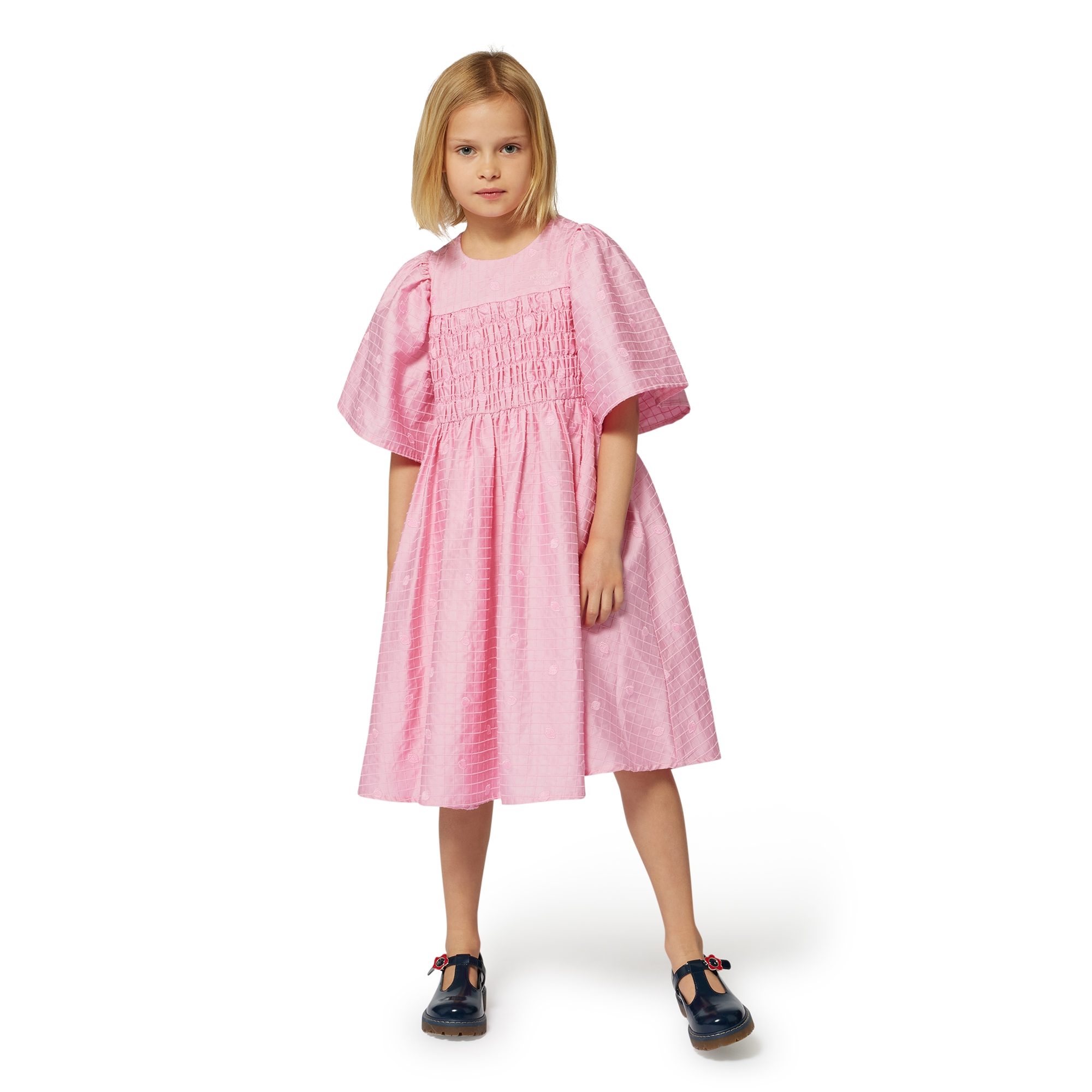 Embroidered cotton satin dress KENZO KIDS for GIRL