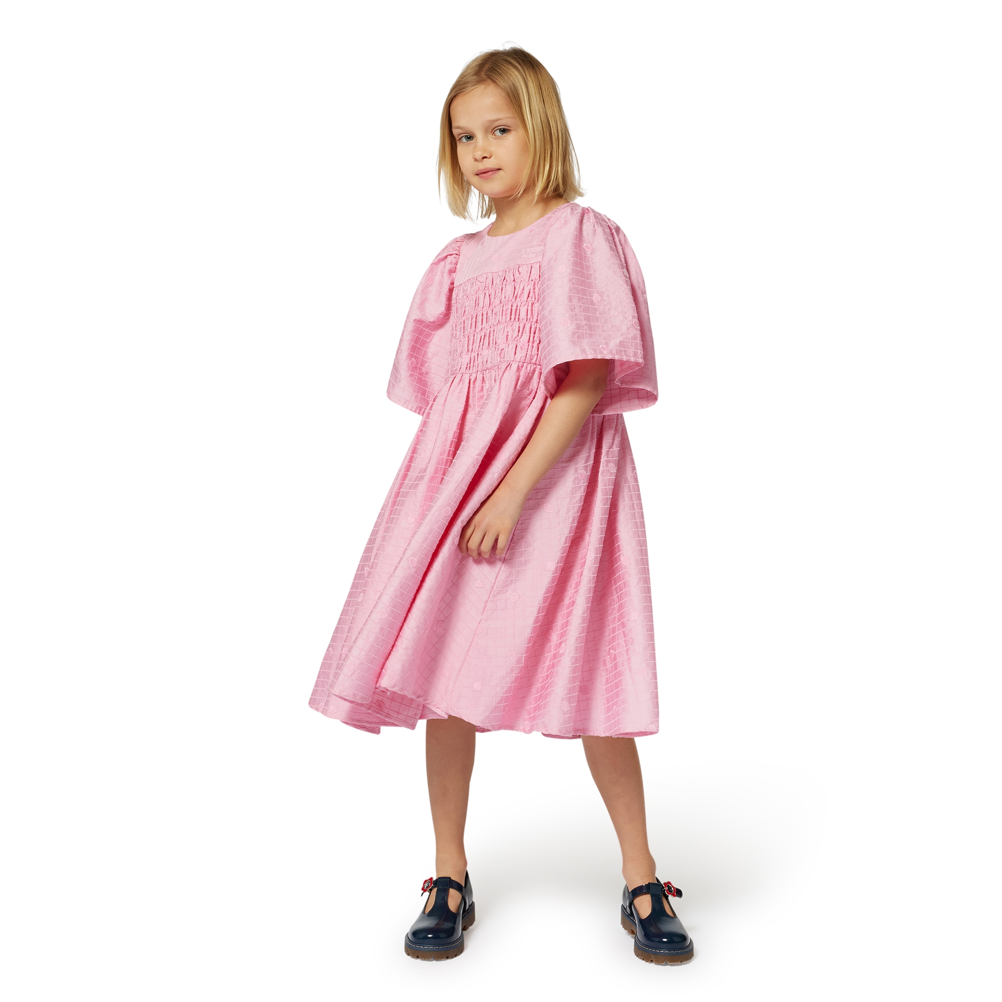 Embroidered cotton satin dress KENZO KIDS for GIRL