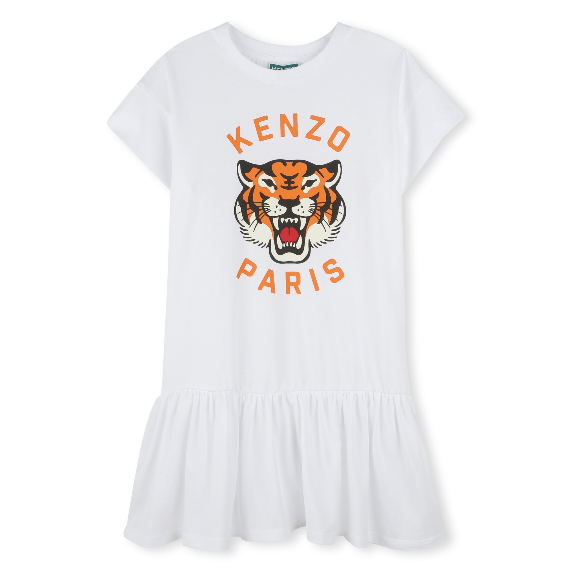 Logo print dress with ruffle KENZO KIDS for GIRL