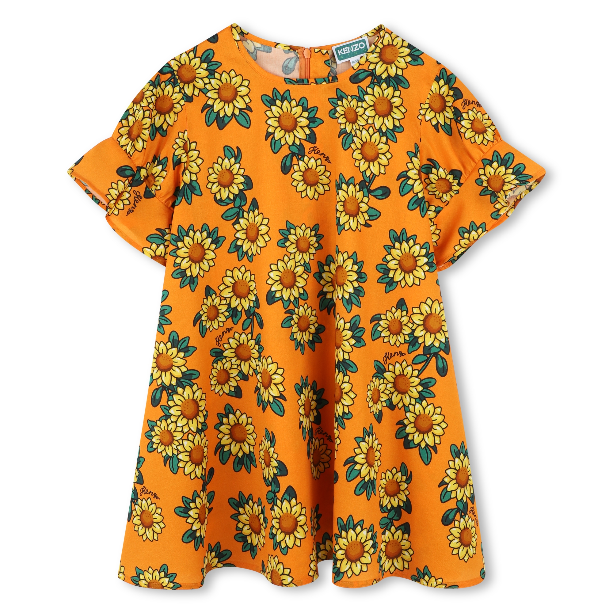 Jurk met zonnebloemprint KENZO KIDS Voor