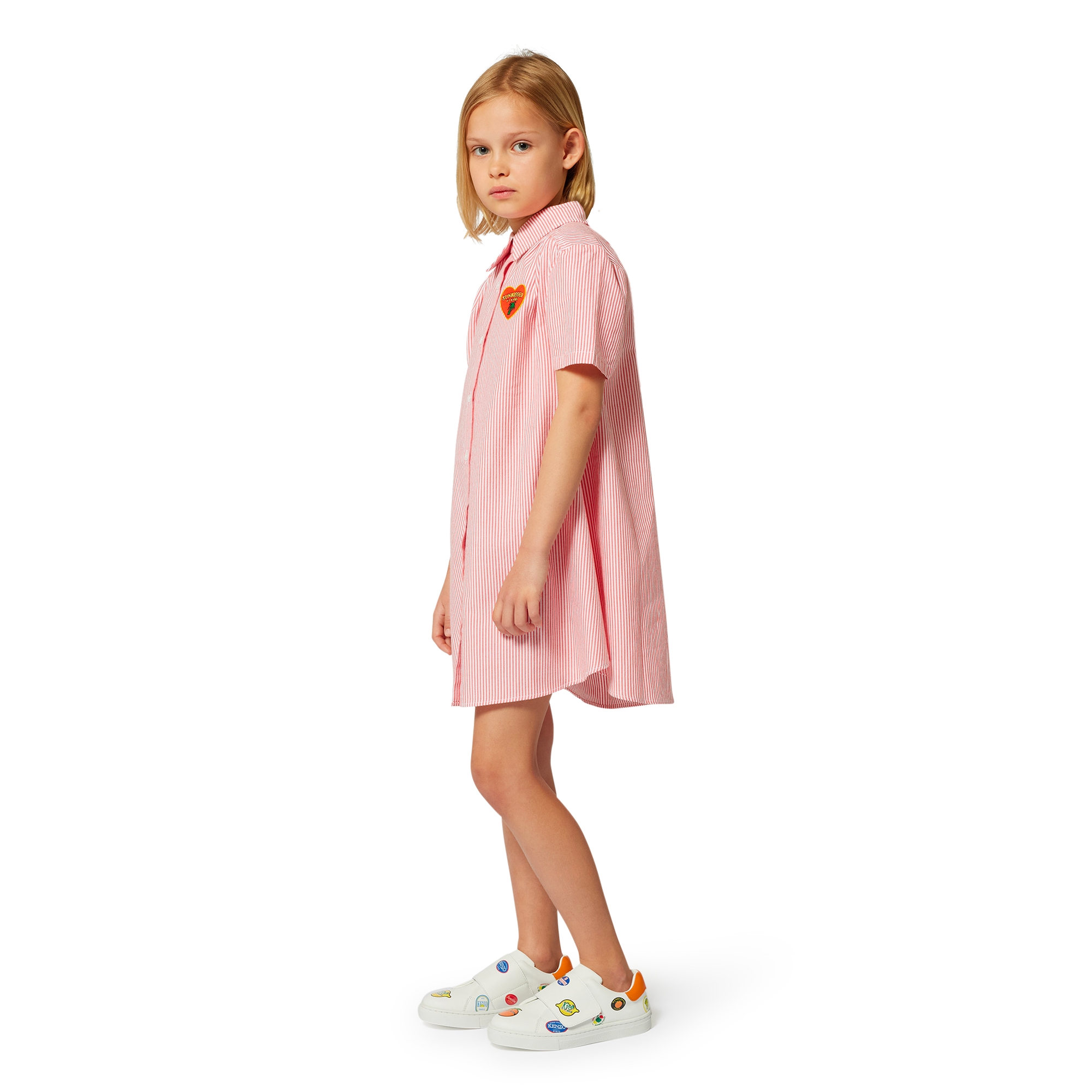 Robe chemise en coton rayé KENZO KIDS pour FILLE