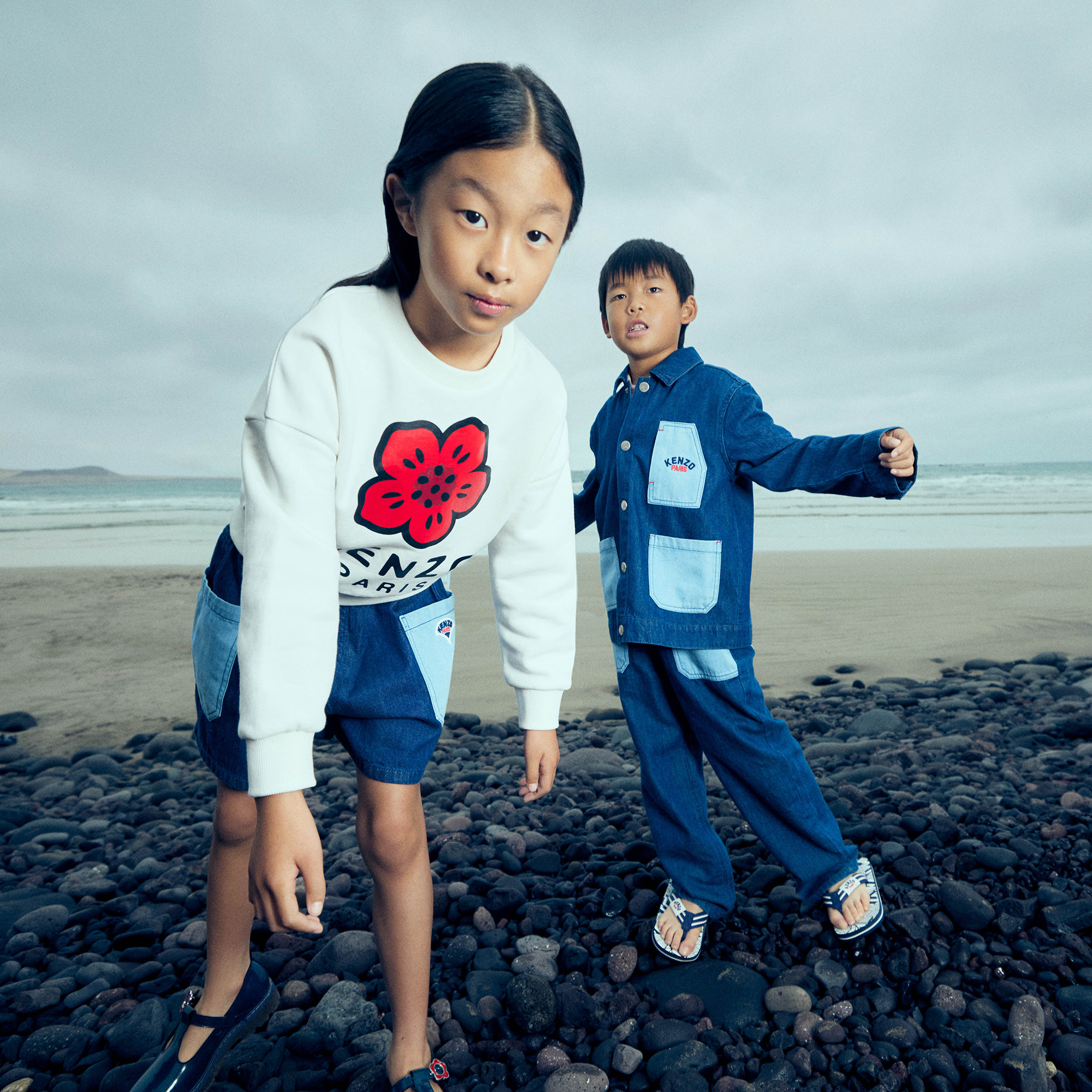 Short en jean à poches KENZO KIDS pour FILLE