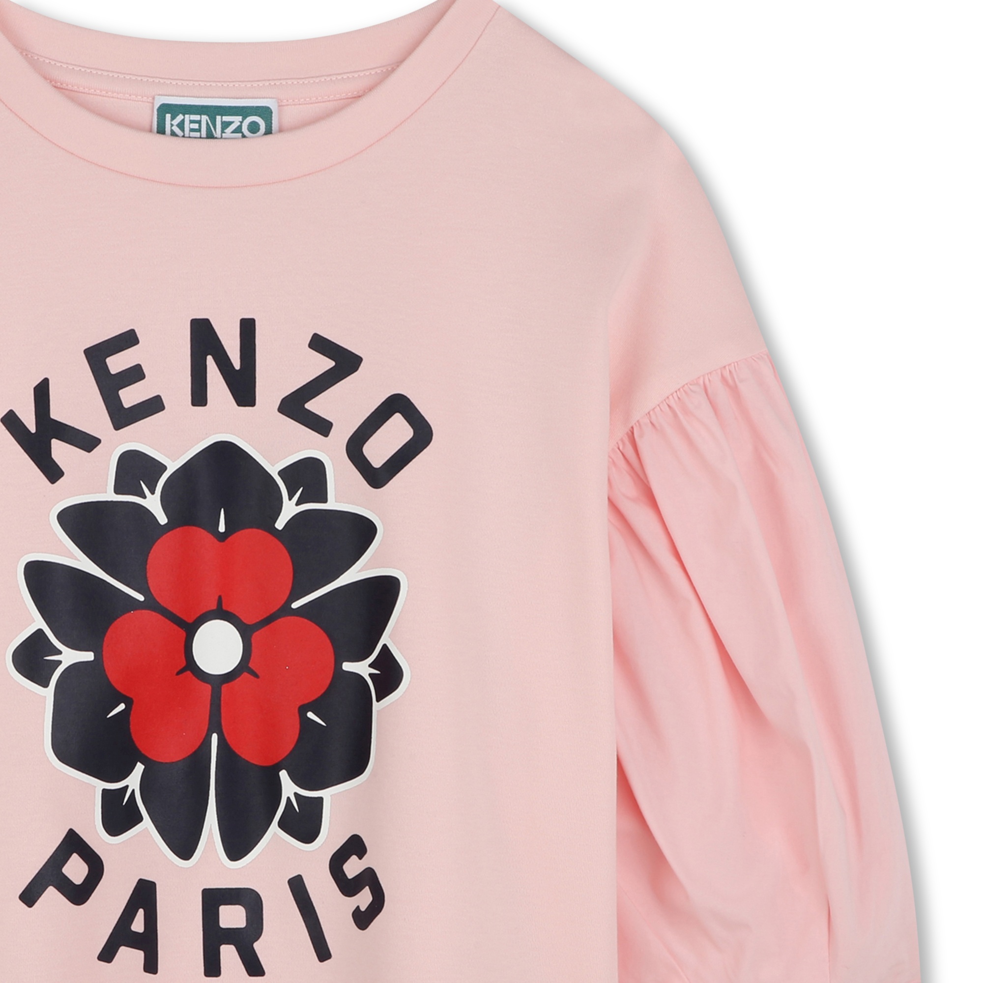 Bi-material T-shirt with print KENZO KIDS for GIRL