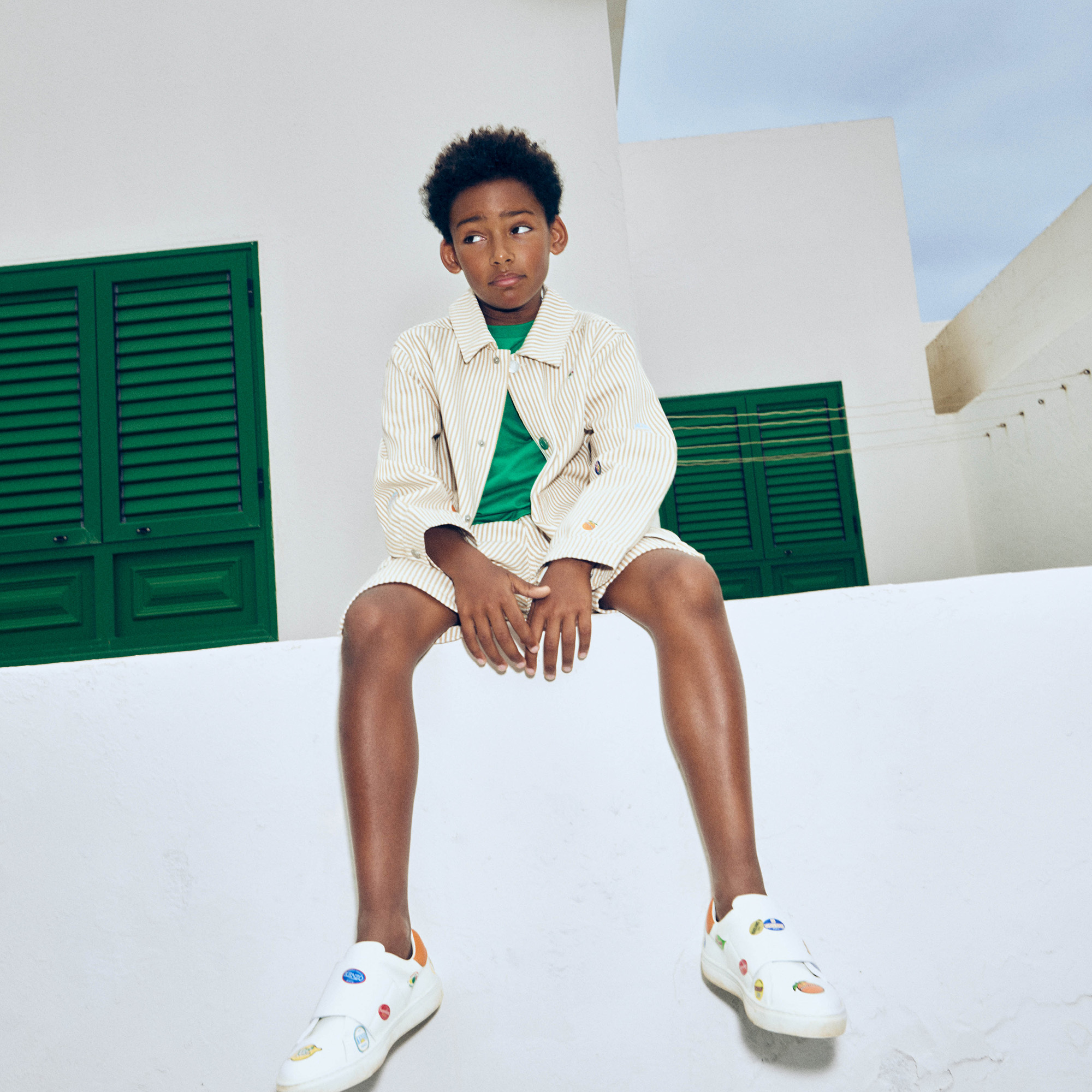 Bermuda rayé avec badges KENZO KIDS pour GARCON