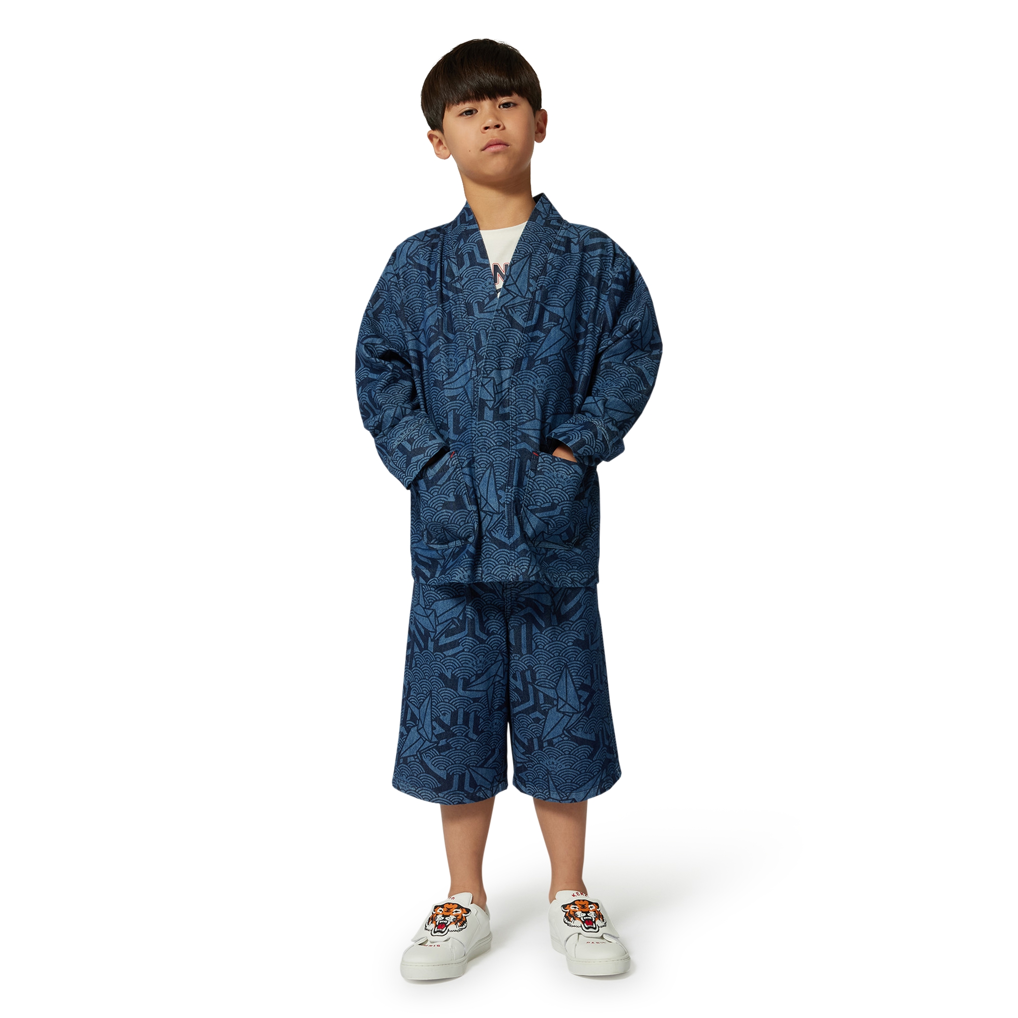 Printed denim jacket KENZO KIDS for UNISEX