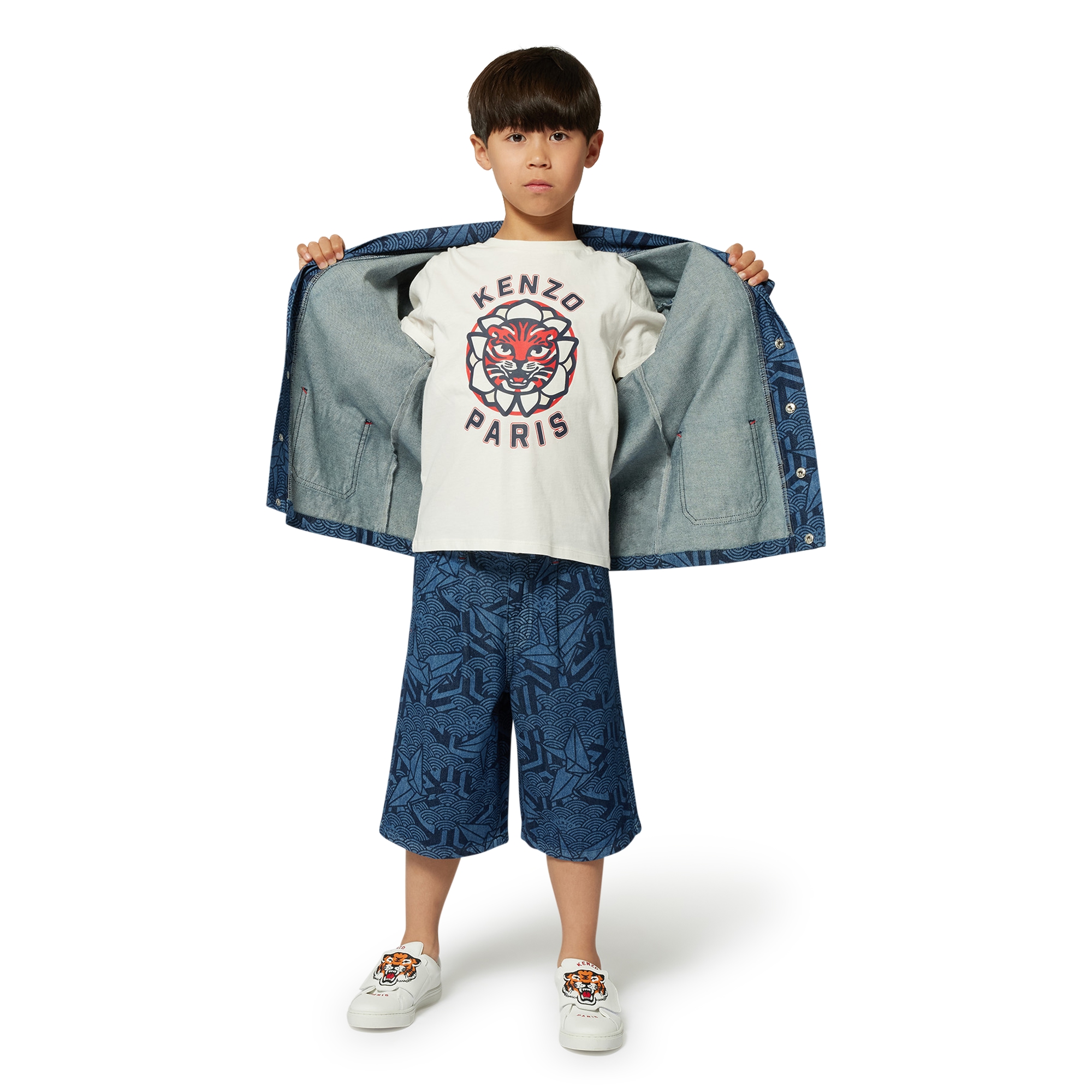 Printed denim jacket KENZO KIDS for UNISEX