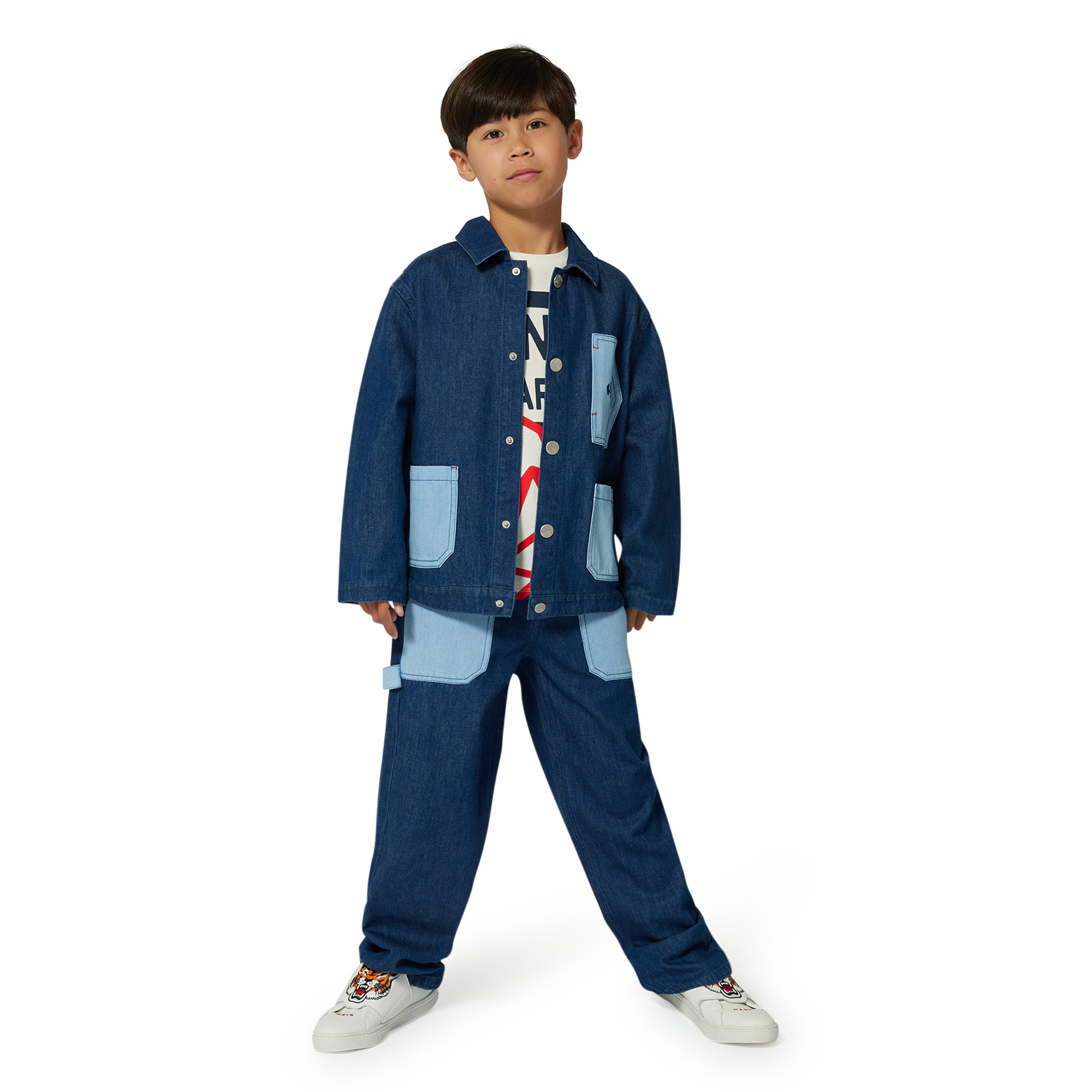 Embroidered jeans with pockets KENZO KIDS for BOY