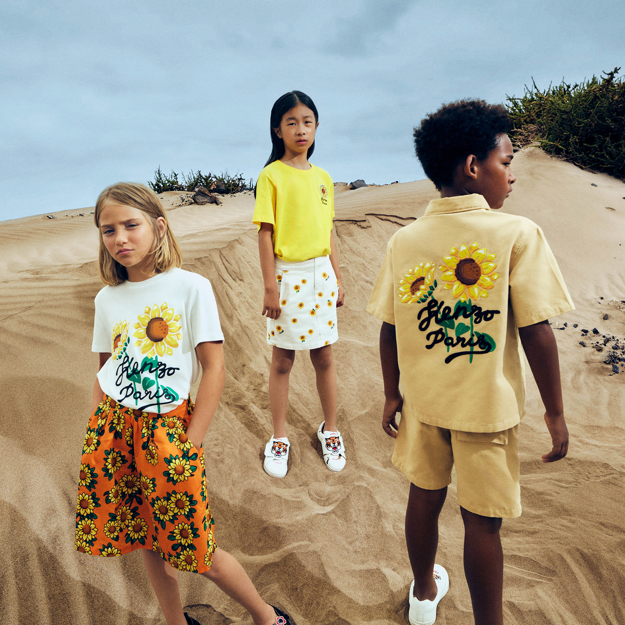 T-shirt with sunflower print KENZO KIDS for UNISEX