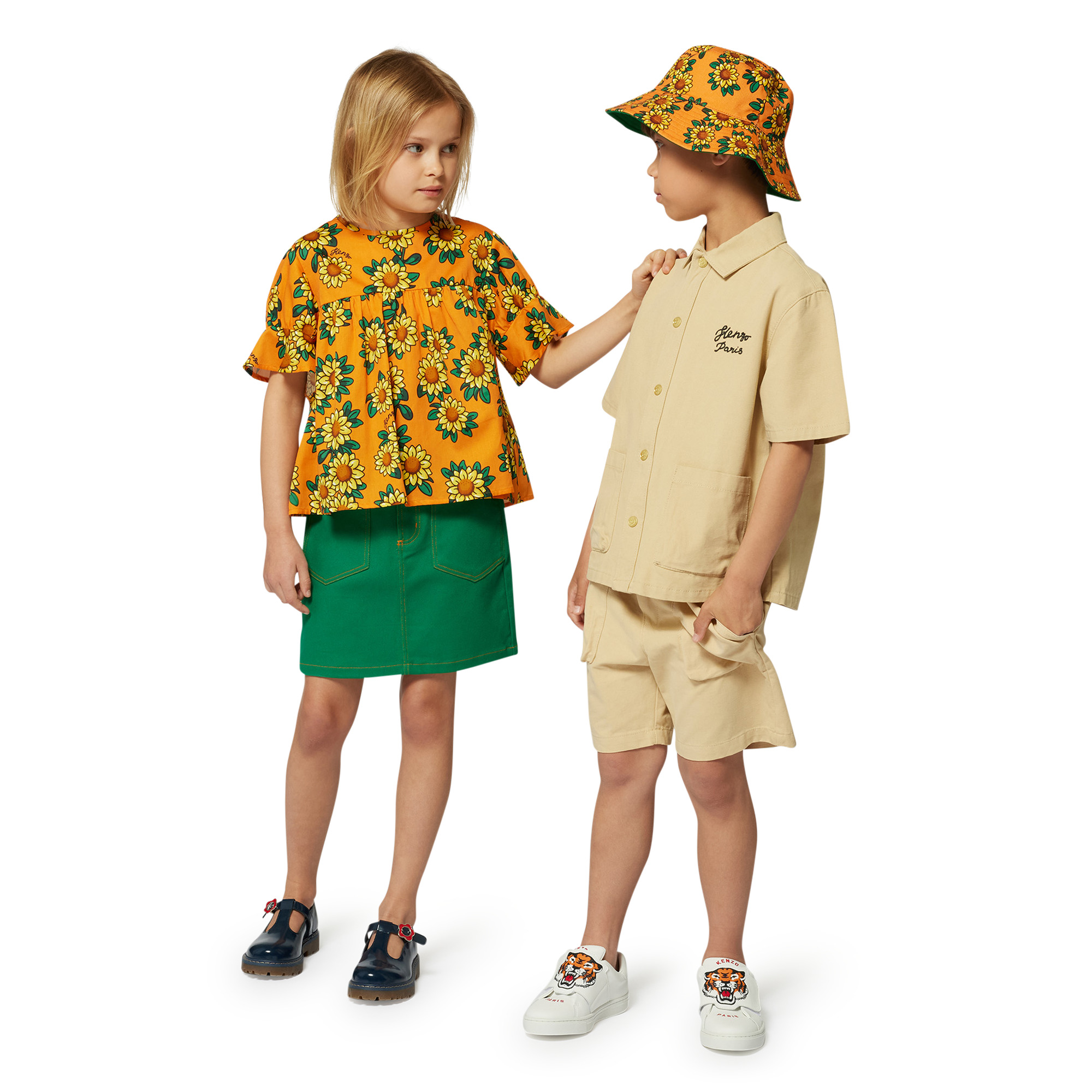 Bermuda in cotone con ricami KENZO KIDS Per RAGAZZO