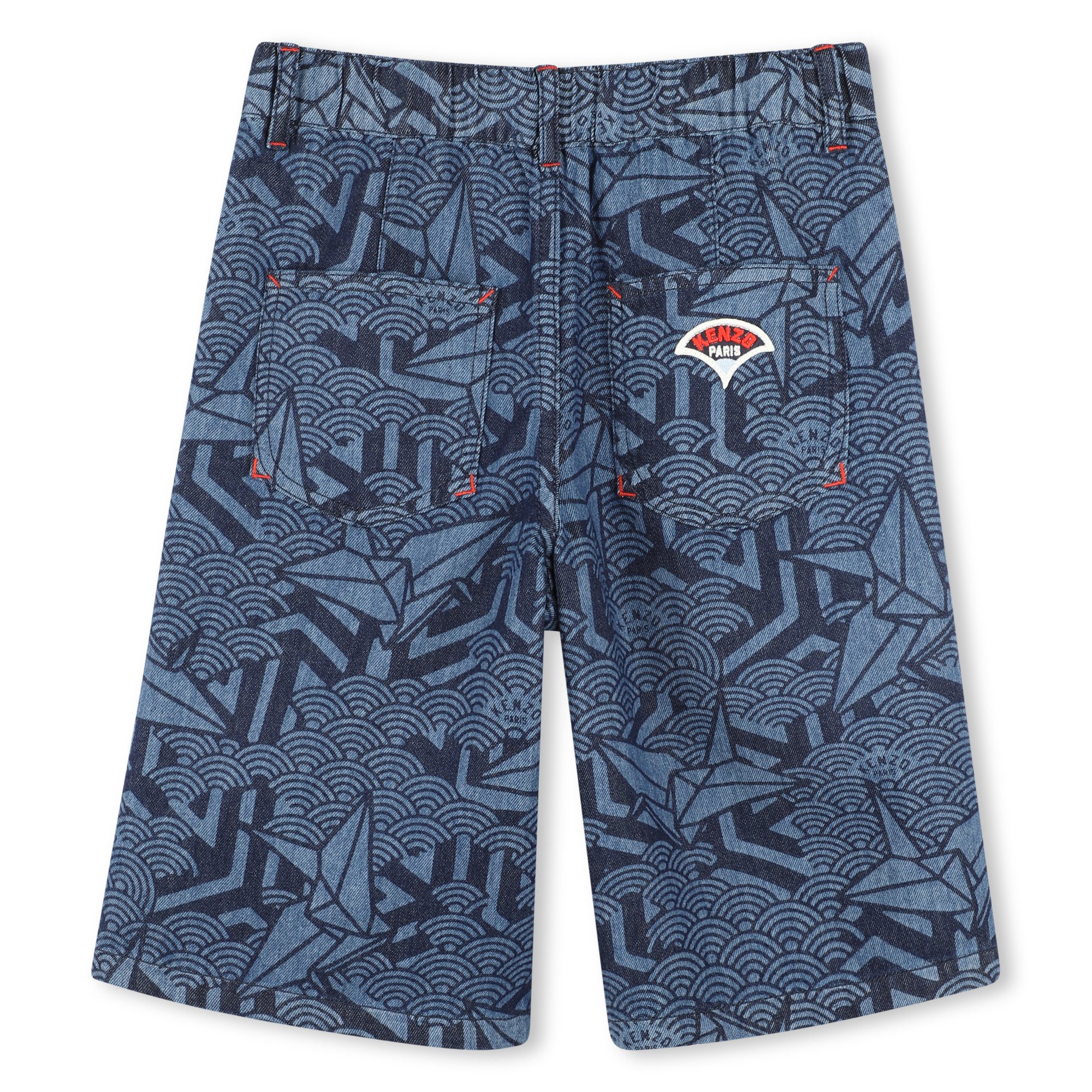 Printed denim Bermuda shorts KENZO KIDS for BOY