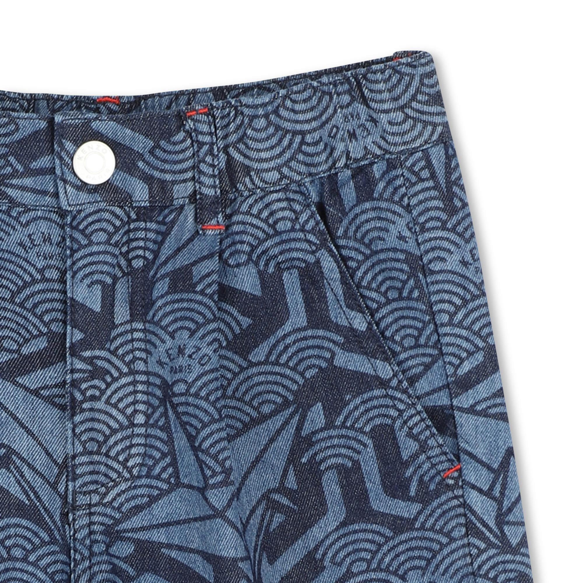 Printed denim Bermuda shorts KENZO KIDS for BOY