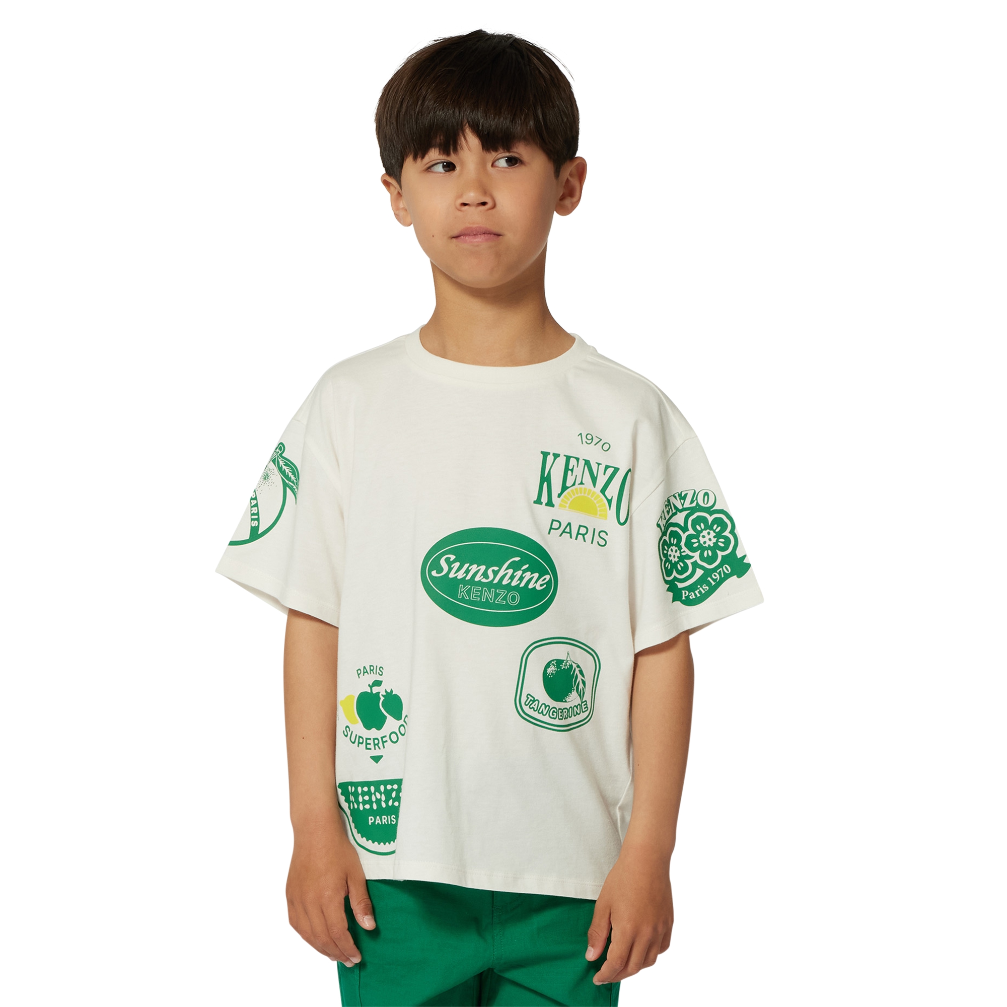 Katoenen T-shirt, ronde hals KENZO KIDS Voor