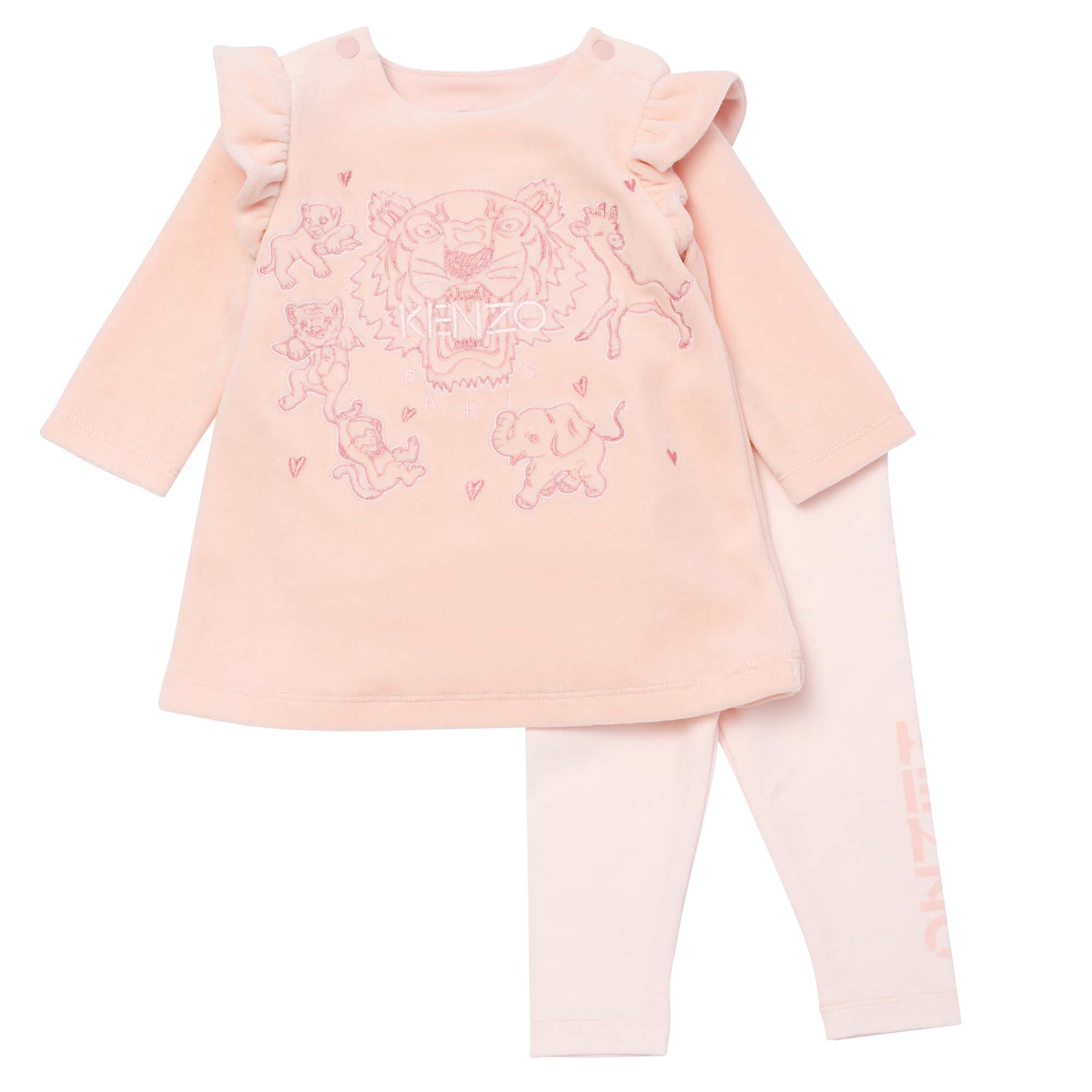 Kenzo Kids Ensemble Robe Et Legging Bebe Rose Kids Around