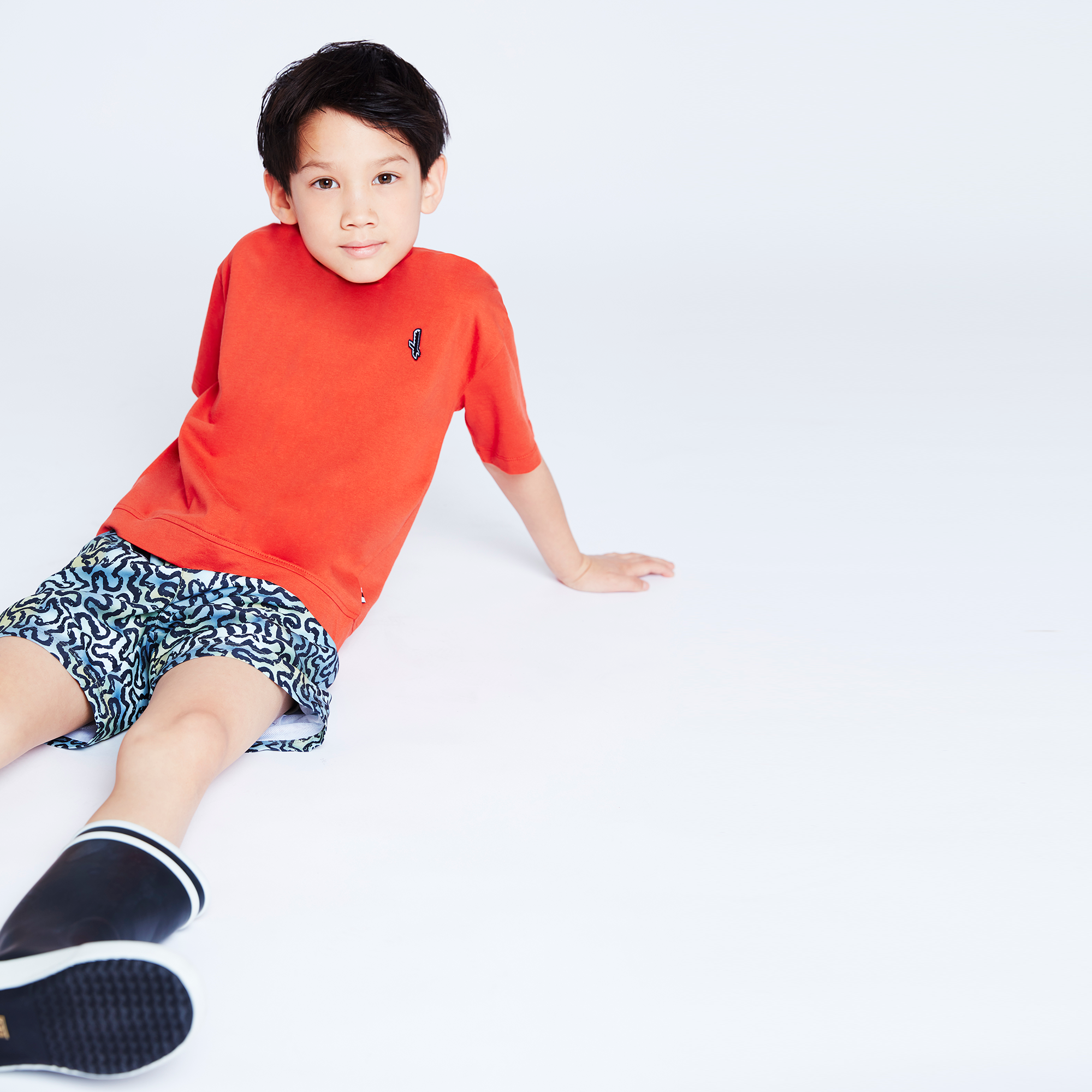 Printed swim shorts with patch AIGLE for BOY