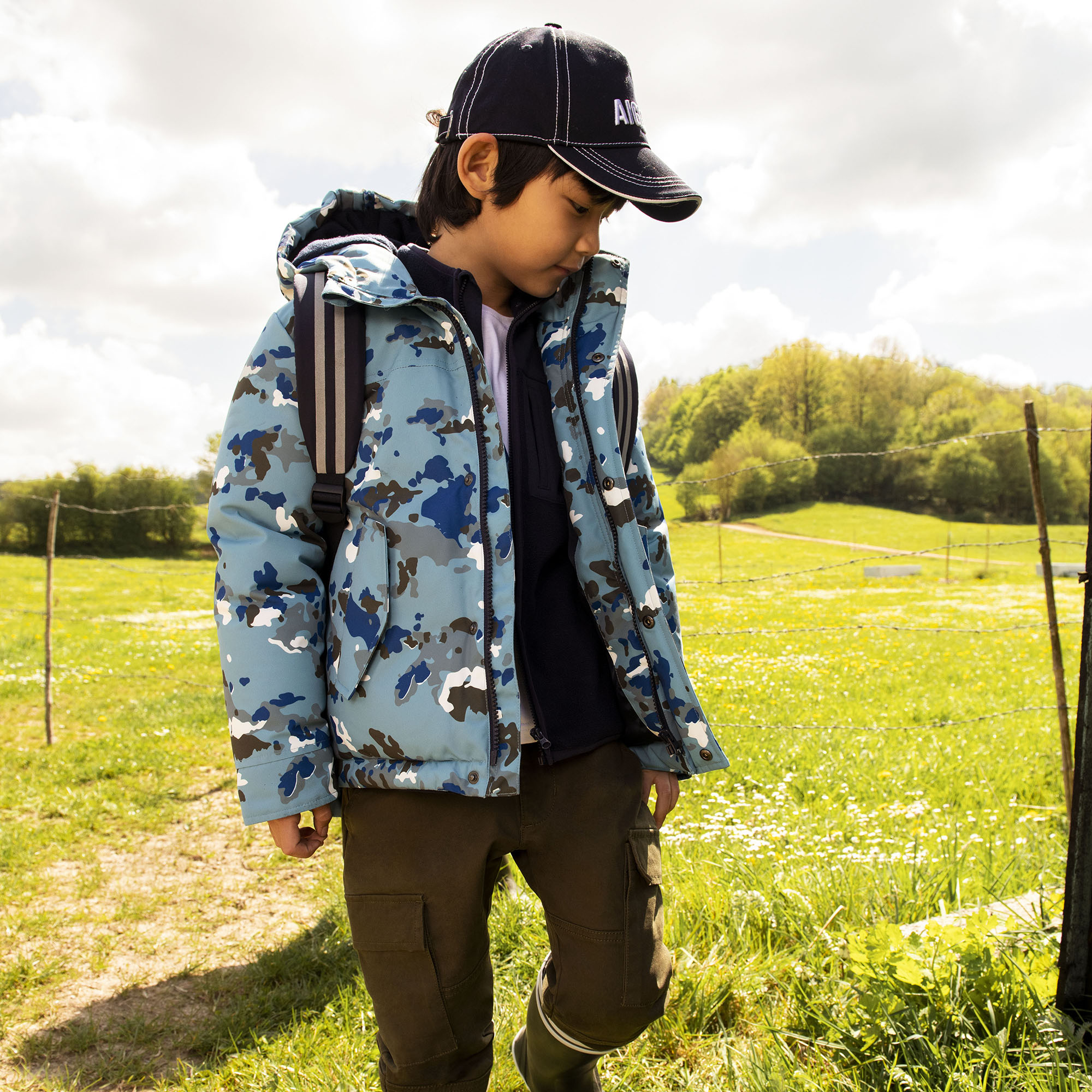 Printed parka with hood AIGLE for BOY