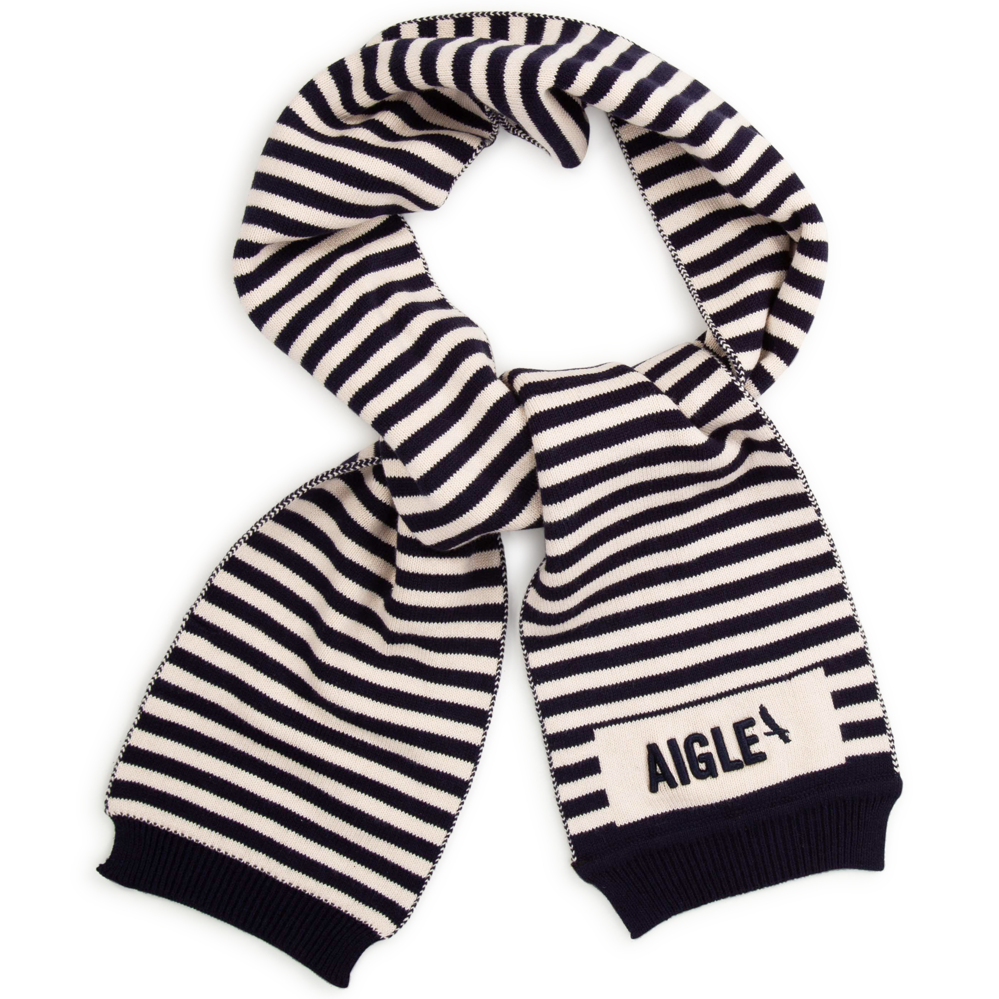 Striped knitted scarf AIGLE for UNISEX