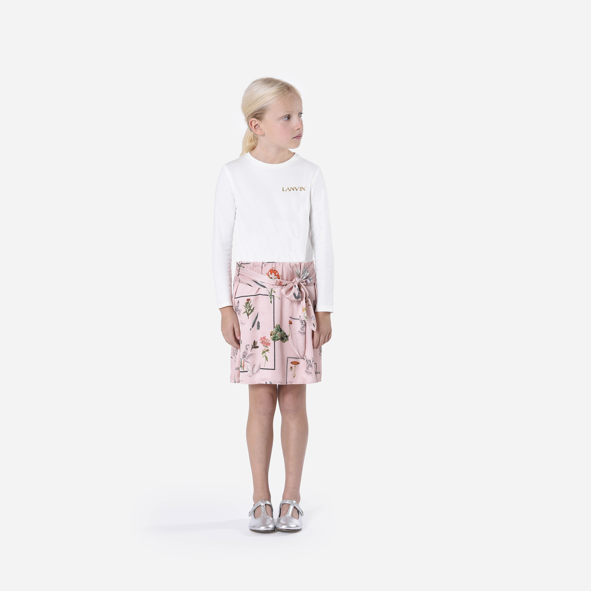 Short dual-fabric dress LANVIN for GIRL