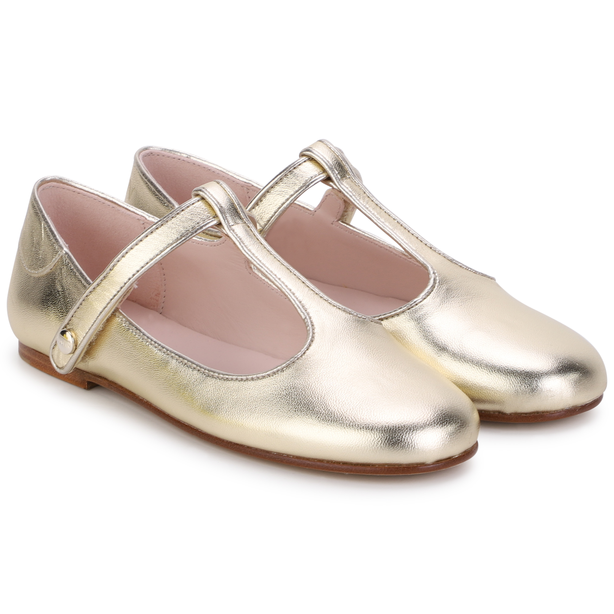Gold leather ballet pumps LANVIN for GIRL