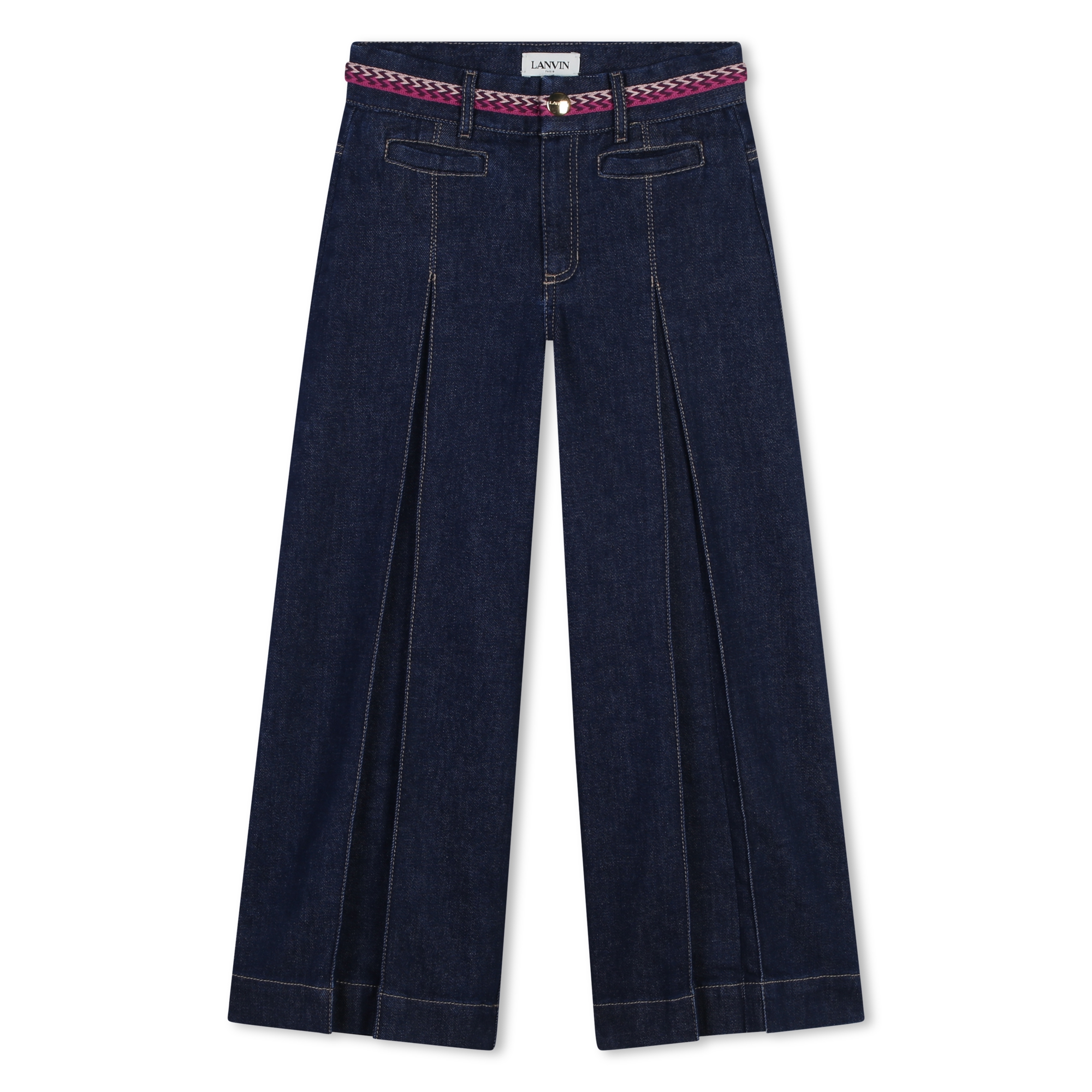 Flared pleated jeans with trim LANVIN for GIRL