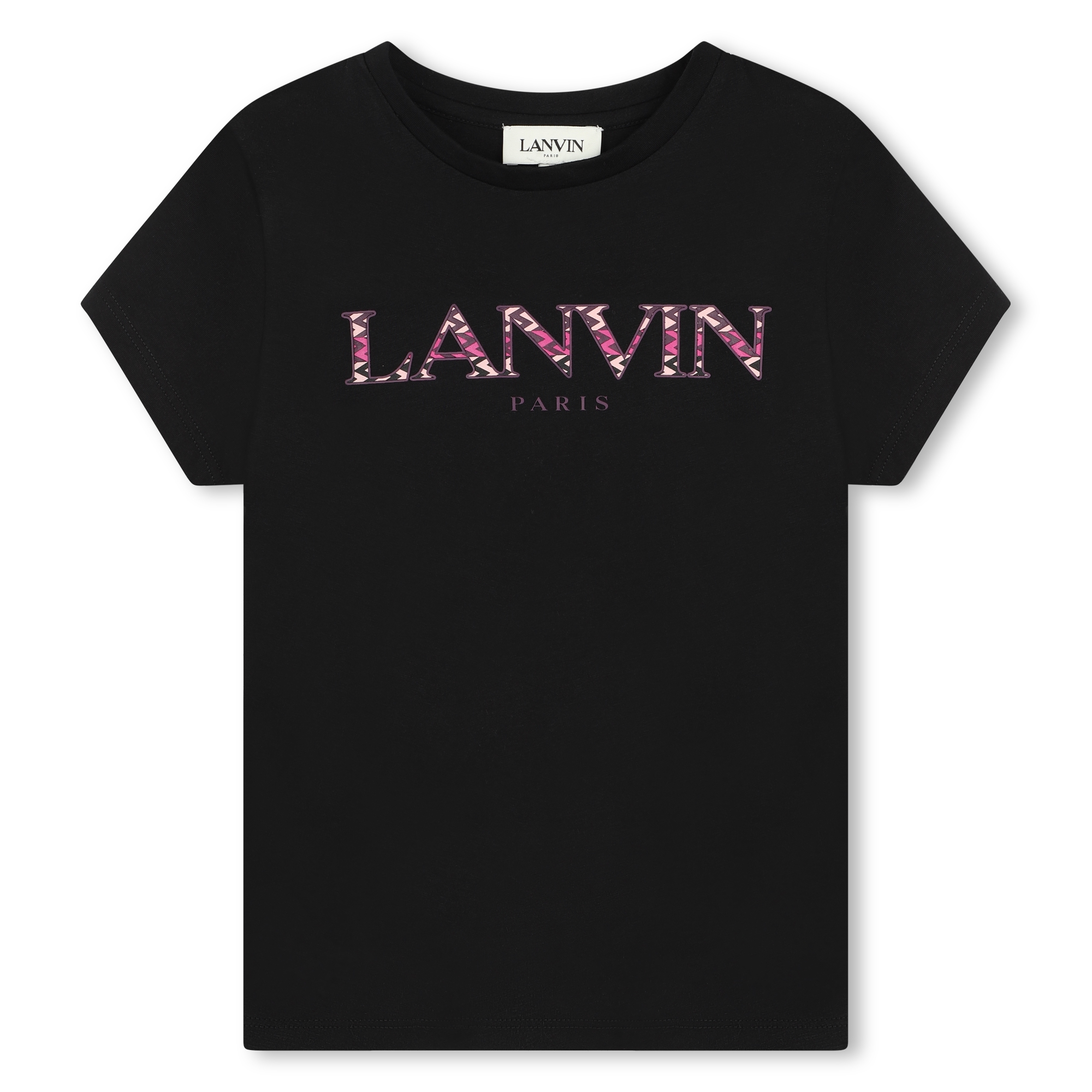 LANVIN T shirt with logo illustration girl black Kids around