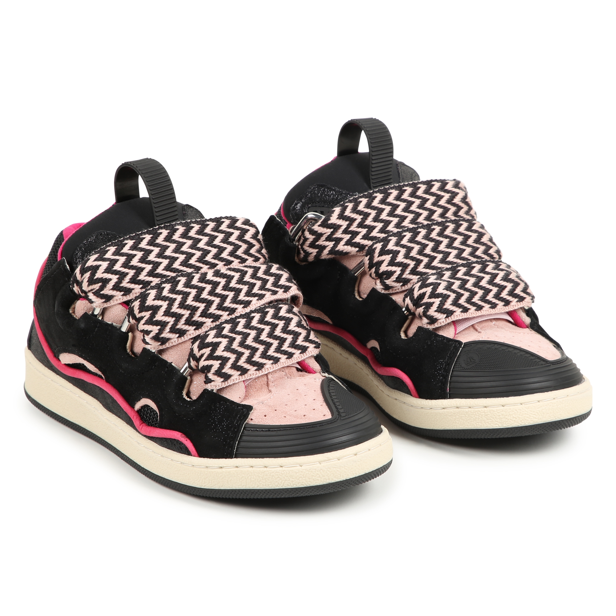 LANVIN Sneakers in pelle lacci grandi bambina rosa Kids around