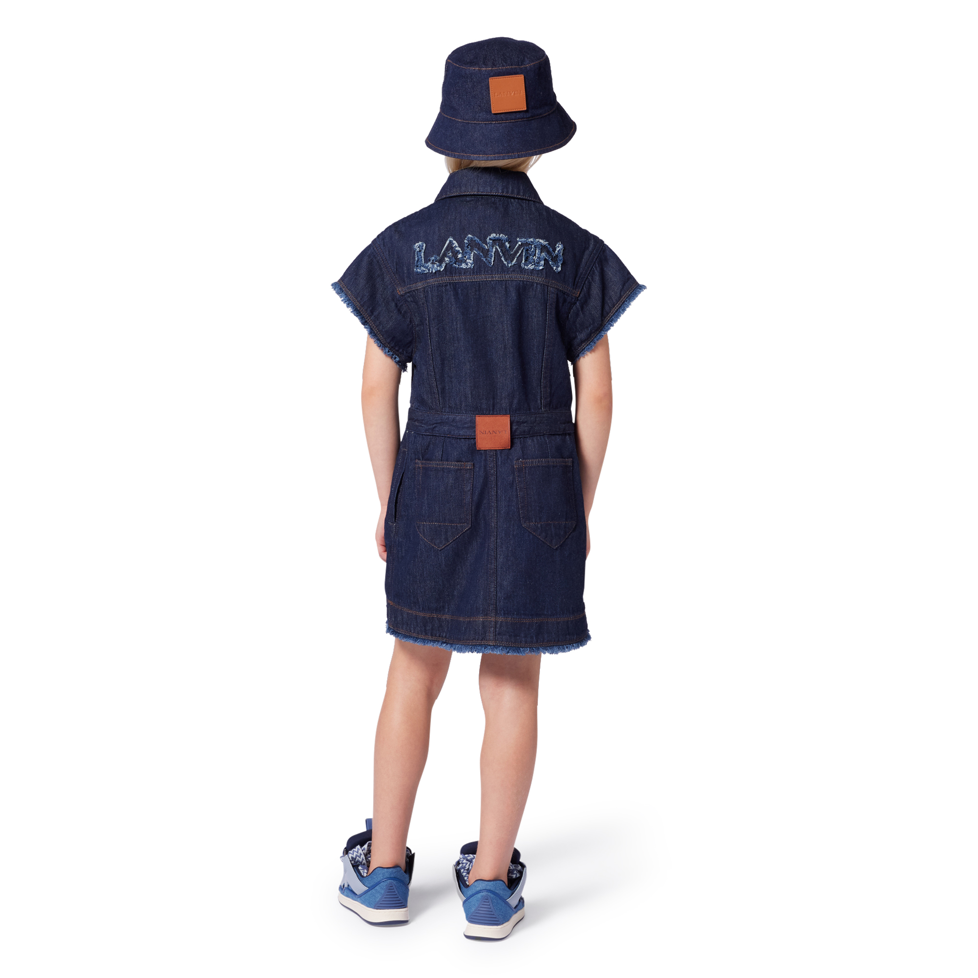 Robe en jean à manches courtes LANVIN pour FILLE