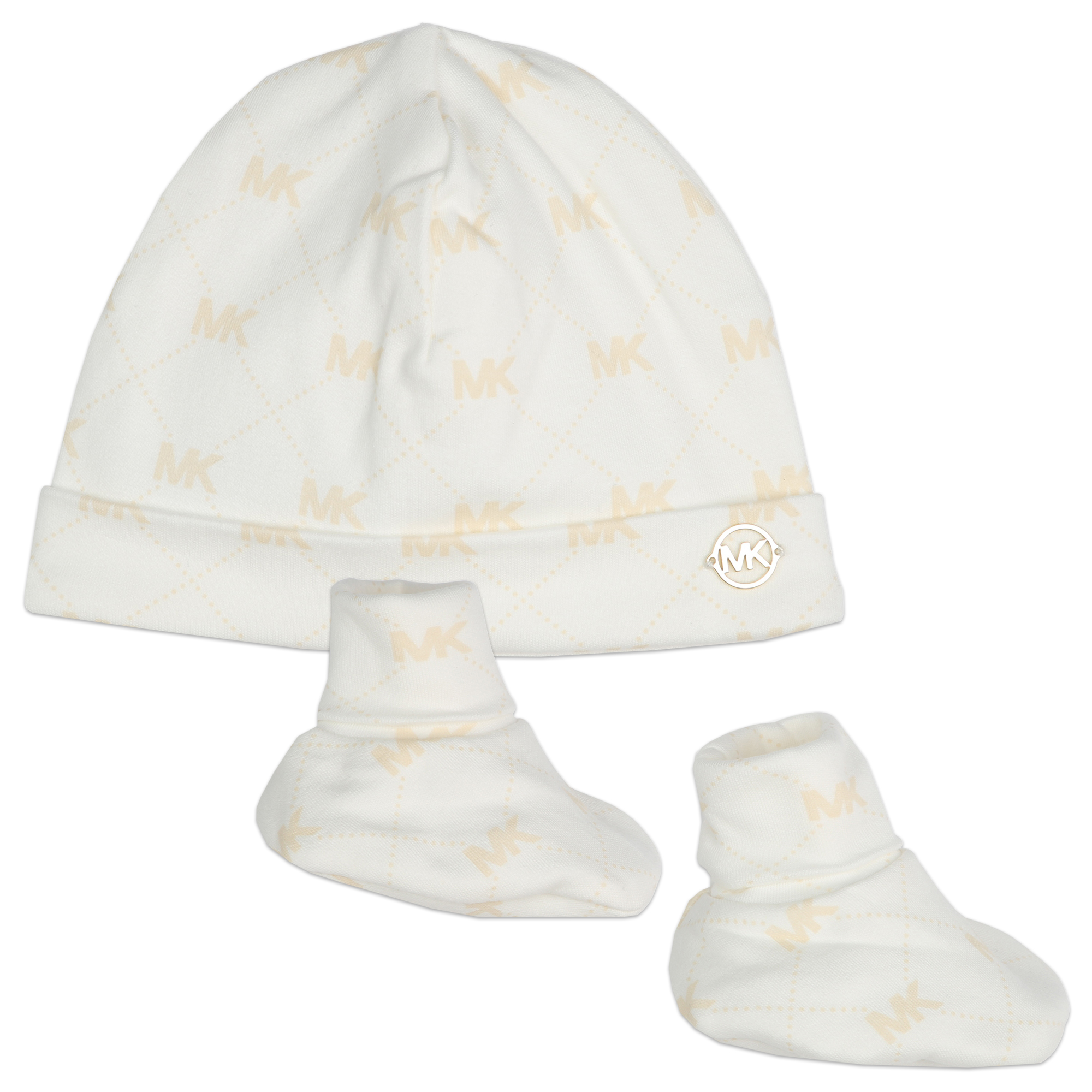 michael kors bonnet, chaussons et moufles fille 12m blanc
