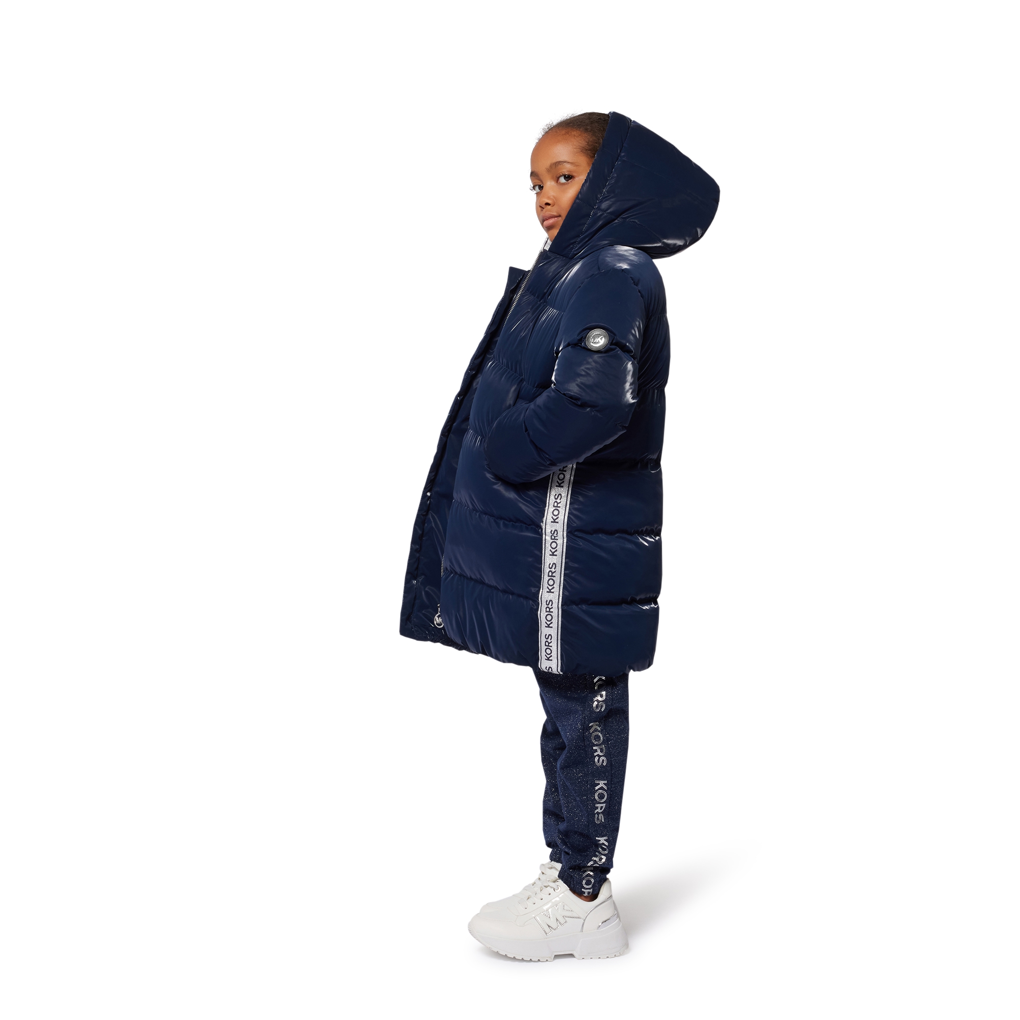 MICHAEL KORS Doudoune longue a capuche fille bleu Kids around